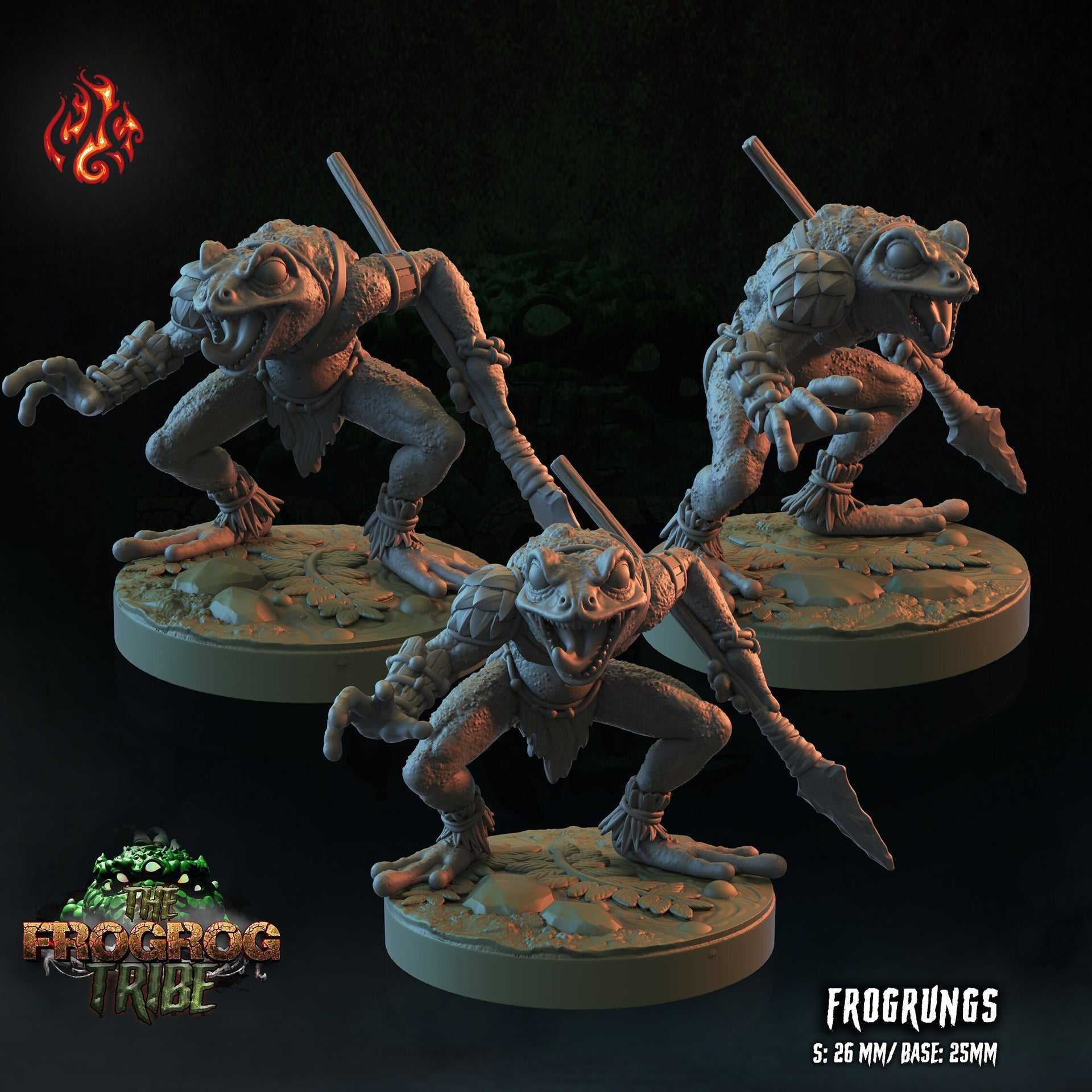 Frogfrog Warriors - Crippled God Foundry - Frogrog Tribe | D&D | 32mm | Lizardfolk | Toad | Frog | Barbarian