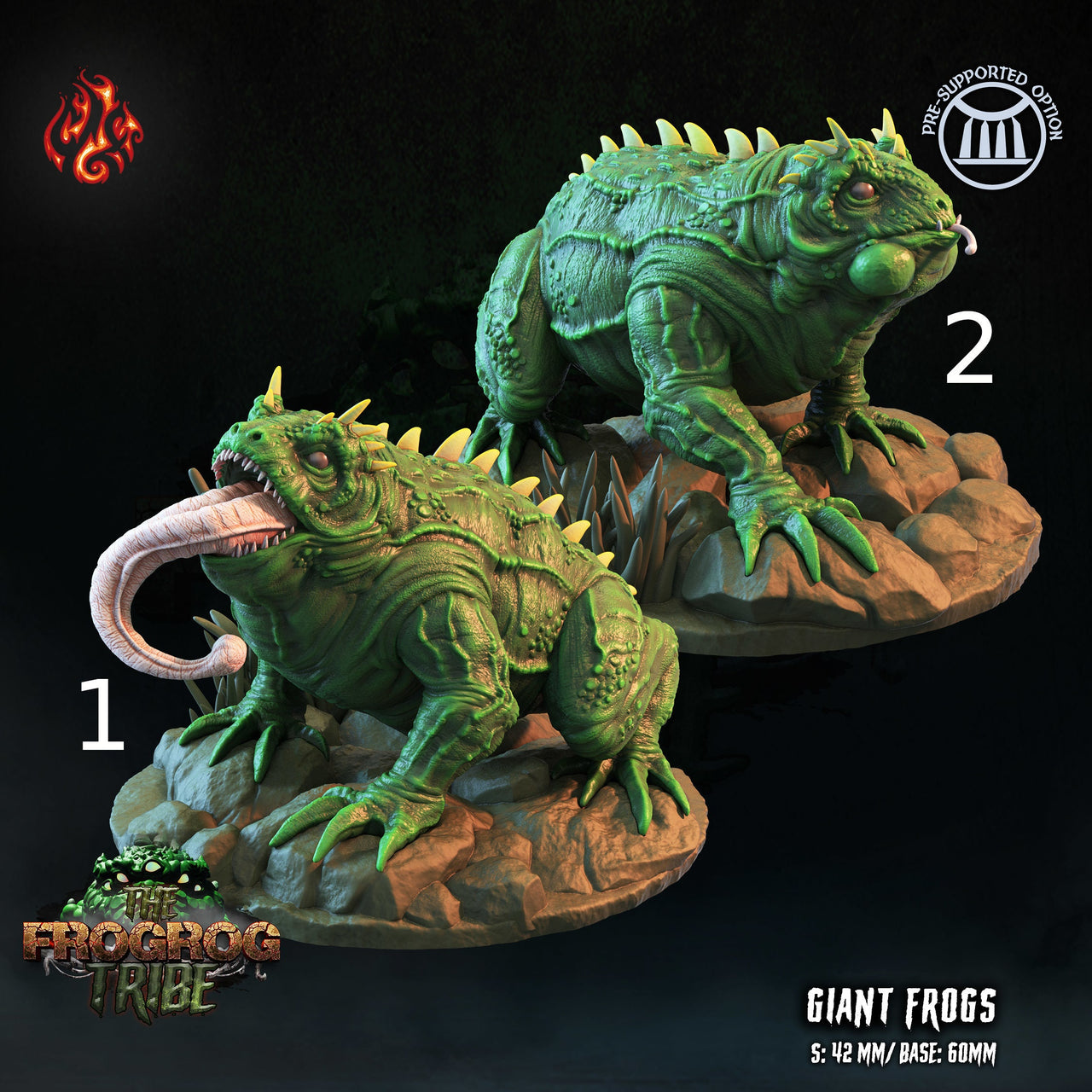 Giant Frogs - Crippled God Foundry - Frogrog Tribe | D&D | 32mm | Toad | Frog