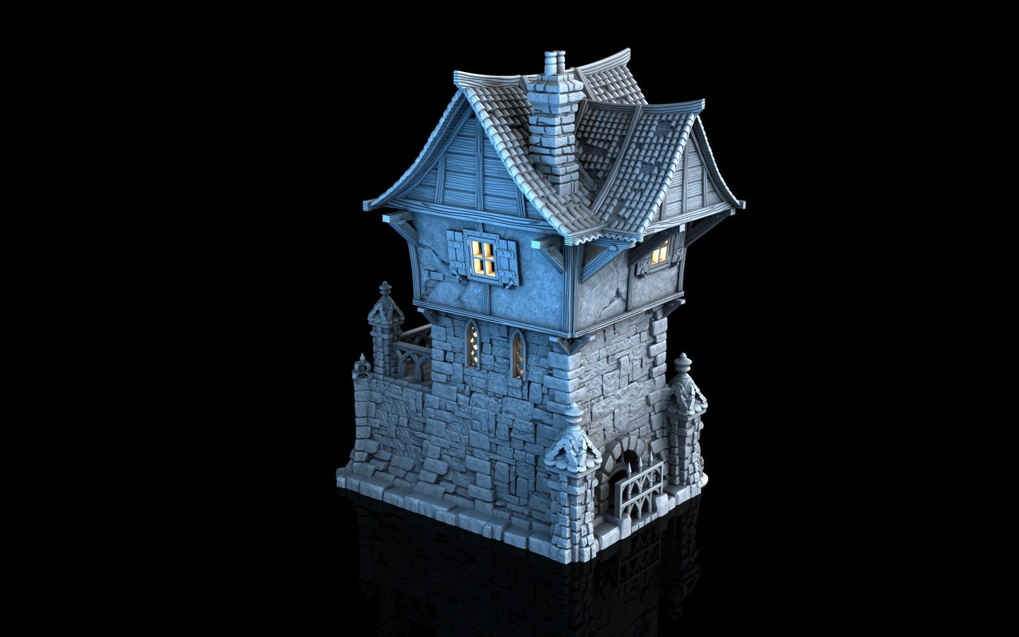 Tombstone Residence - 3DP4U Medieval Town | Miniature | Wargaming | Roleplaying Games | 32mm | House | Playable | Filament | 3d printed