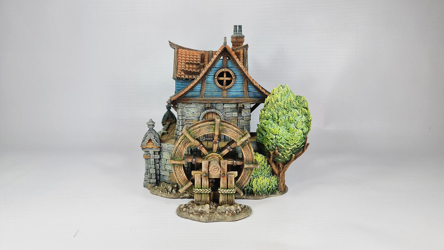 Watermill House - 3DP4U Medieval Town | Miniature | Wargaming | Roleplaying Games | 32mm | Water Wheel | Playable | Filament | 3d printed