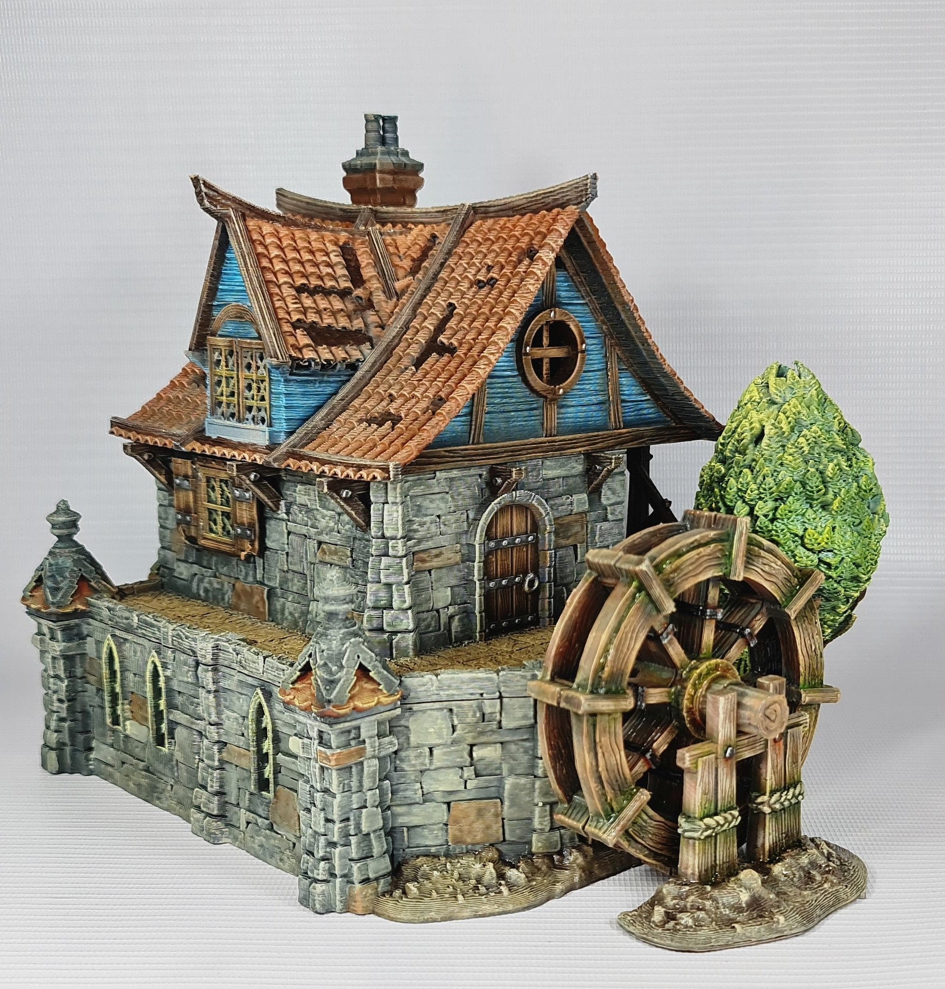 Watermill House - 3DP4U Medieval Town | Miniature | Wargaming | Roleplaying Games | 32mm | Water Wheel | Playable | Filament | 3d printed