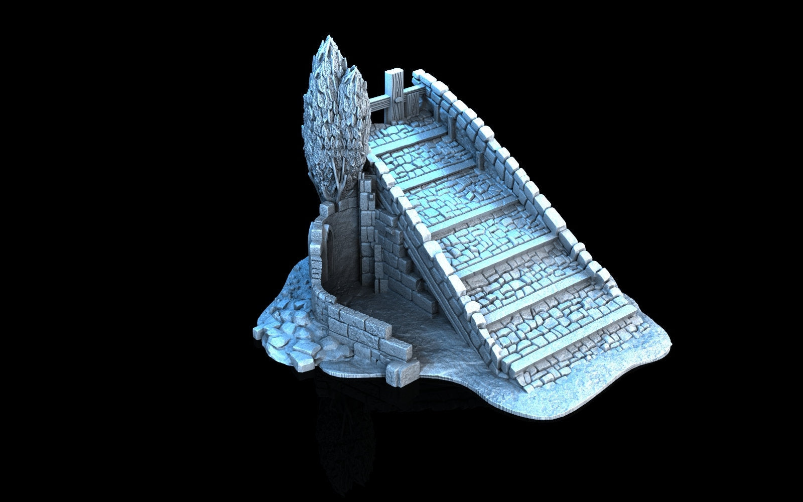 Bridge Half - 3DP4U Medieval Town | Miniature | Wargaming | Roleplaying Games | 32mm | Ruin | Playable | Filament | 3d printed