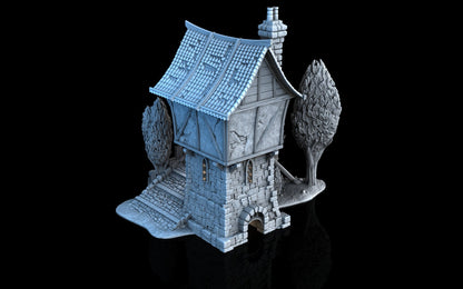 Broken Bridge Tower - 3DP4U Medieval Town | Miniature | Wargaming | Roleplaying Games | 32mm | Gate house | Playable | Filament | 3d printed