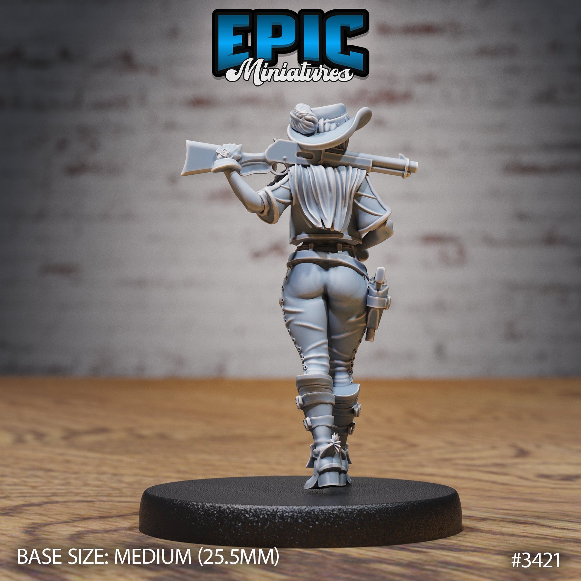 Female Gunslinger- Epic Miniatures | 28mm | 32mm | Fantasy Wild West | Bandit | Cowboy | Rifle Sharpshooter