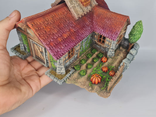 Pumpkin Cottage - 3DP4U Medieval Town | Miniature | Wargaming | Roleplaying Games | 32mm | House | Playable | Filament | 3d printed