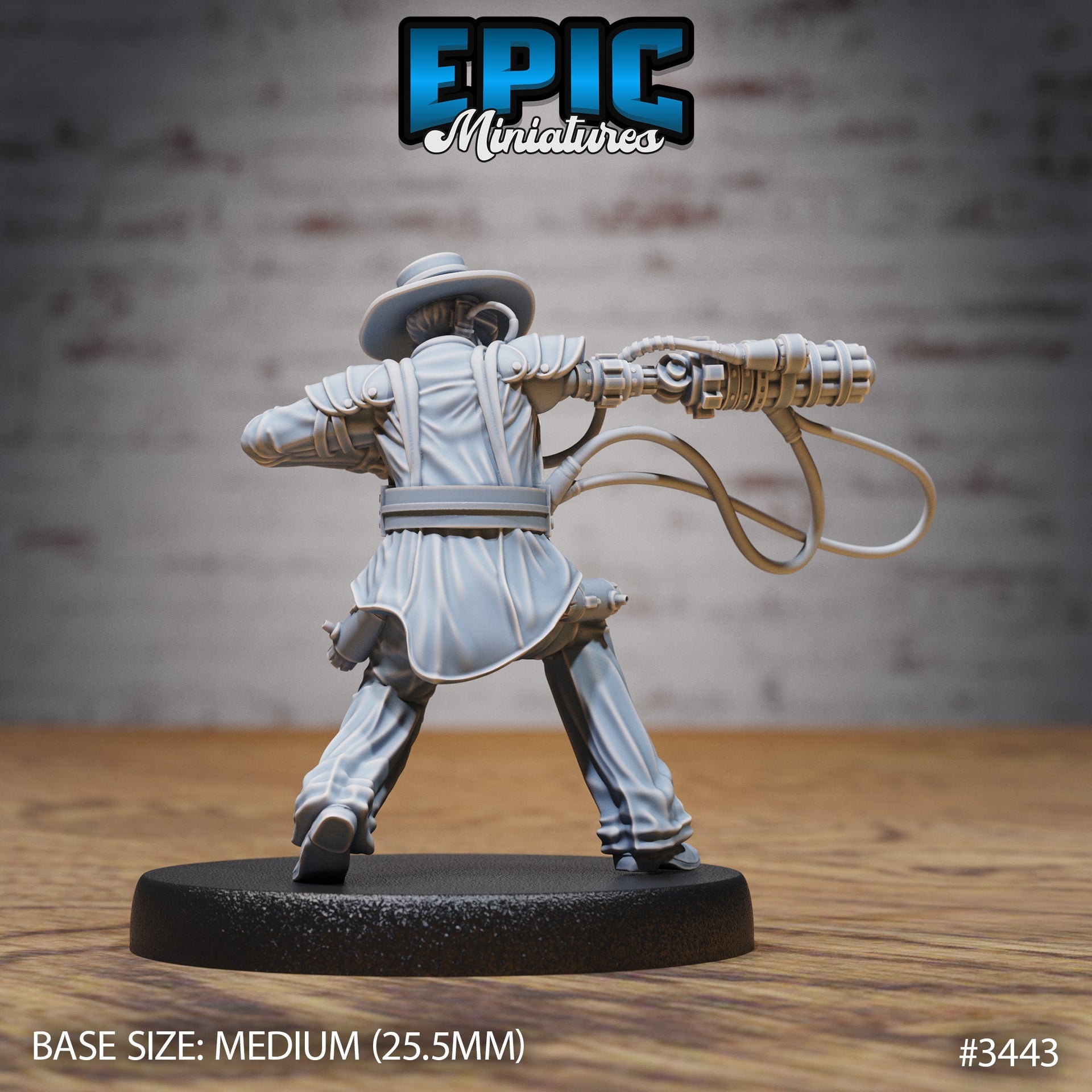 Gatling Sheriff - Epic Miniatures | 28mm | 32mm | Fantasy Wild West | Cowboy | Chaingun | Artificer | Inventor | Steampunk