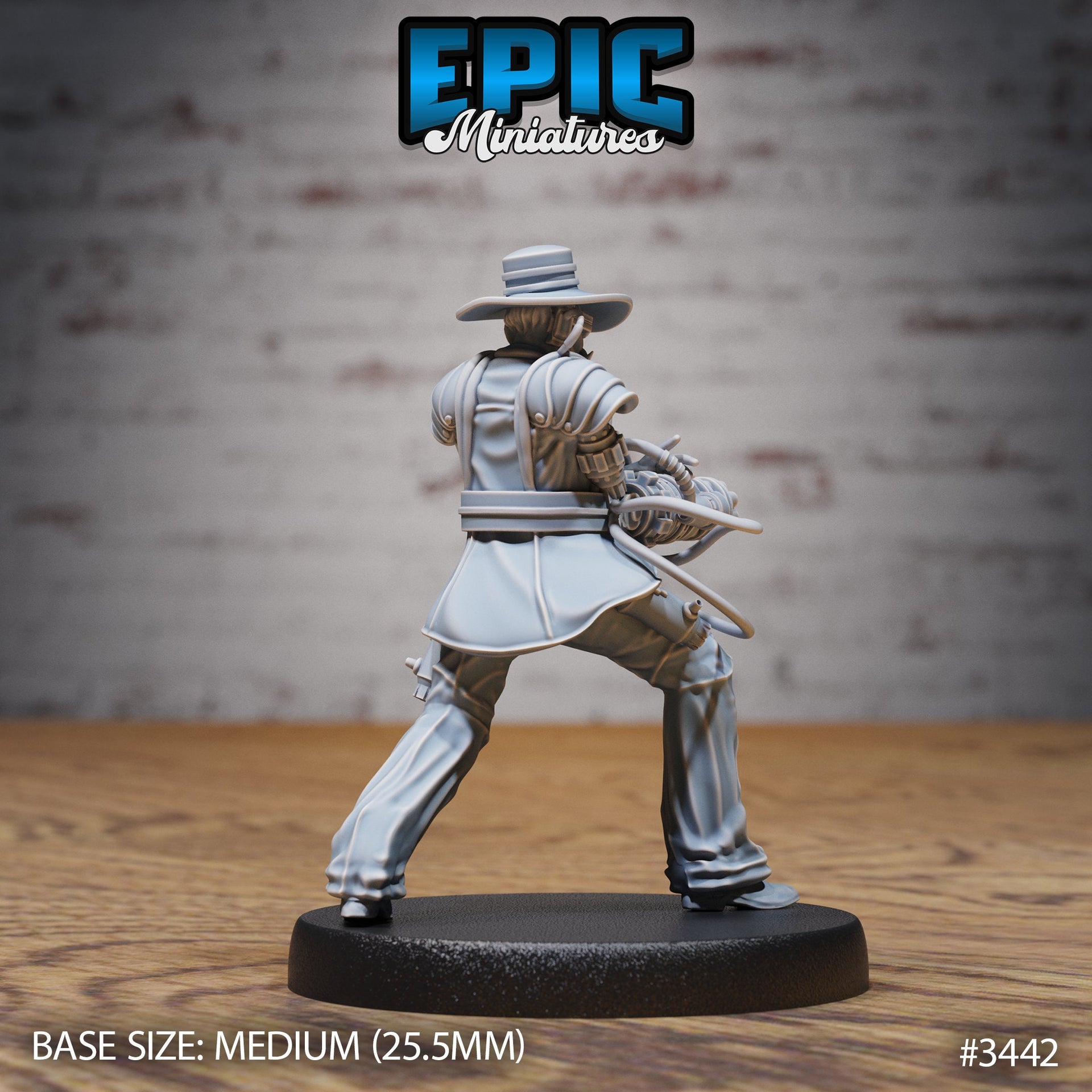 Gatling Sheriff - Epic Miniatures | 28mm | 32mm | Fantasy Wild West | Cowboy | Chaingun | Artificer | Inventor | Steampunk