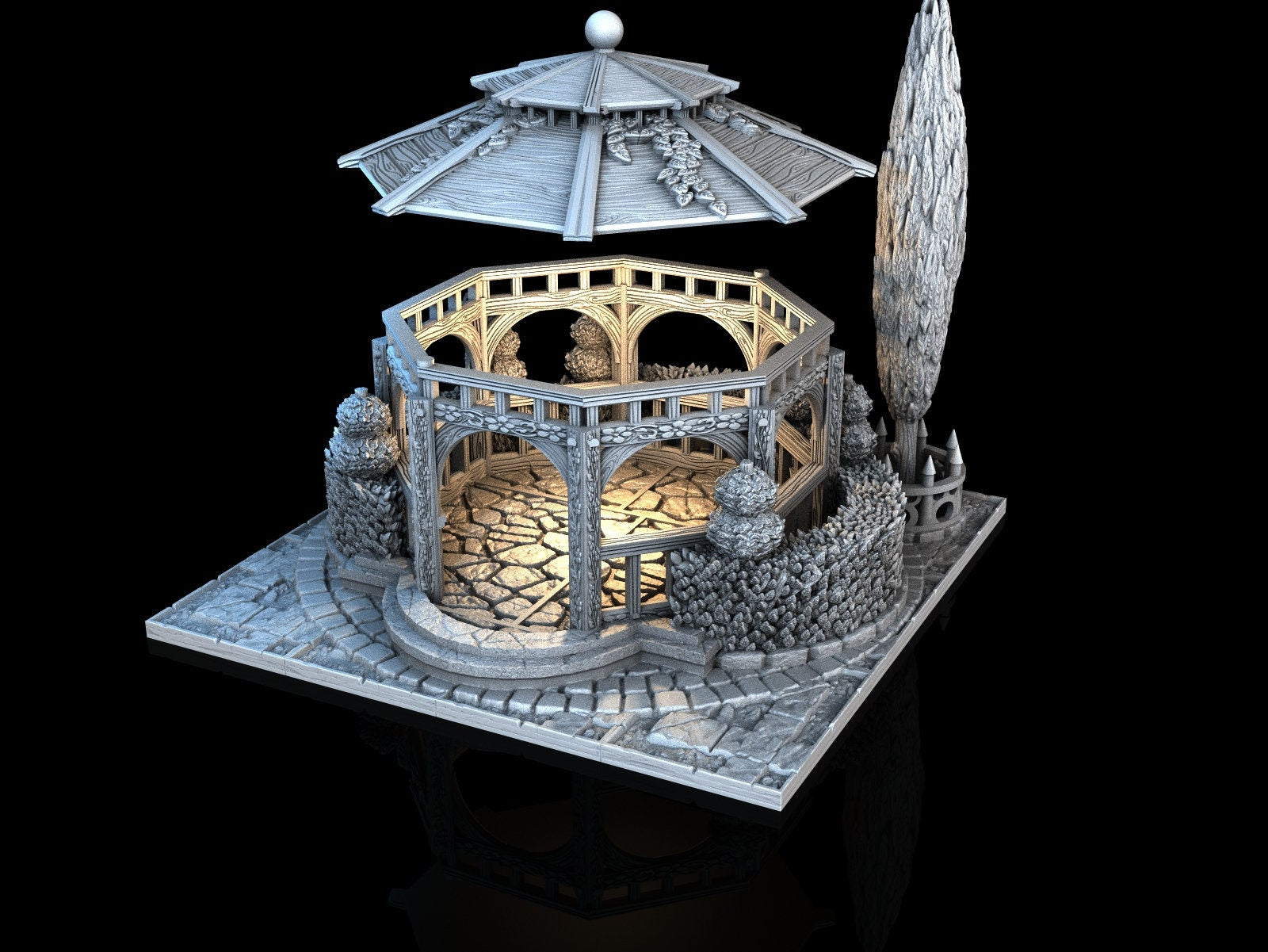 Gazebo - 3DP4U Medieval Town | Miniature | Wargaming | Roleplaying Games | 32mm | Garden | Playable | Filament | 3d printed