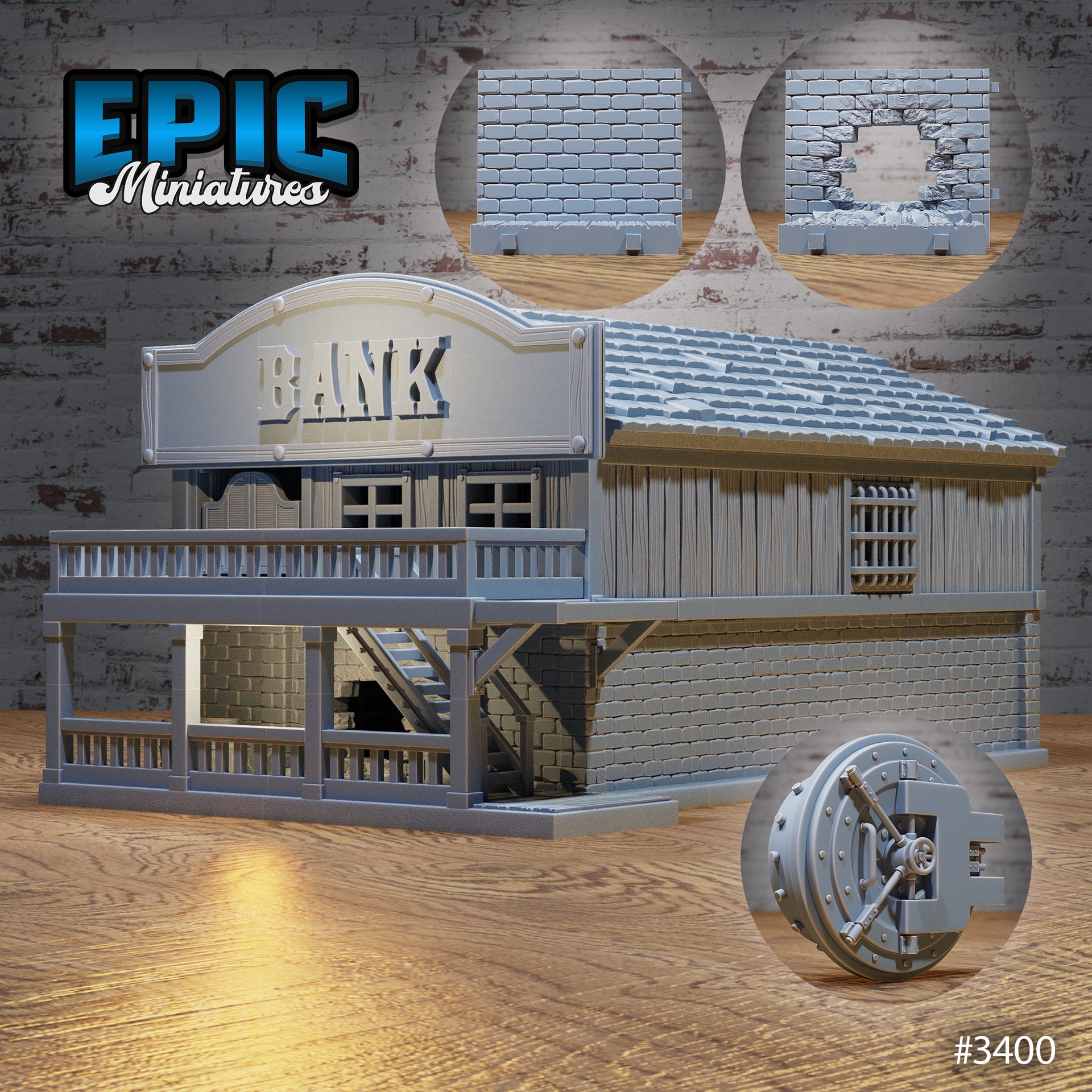 Wild West Bank - Epic Miniatures | 28mm | 32mm | Fantasy Wild West | Terrain | Heist | Playable