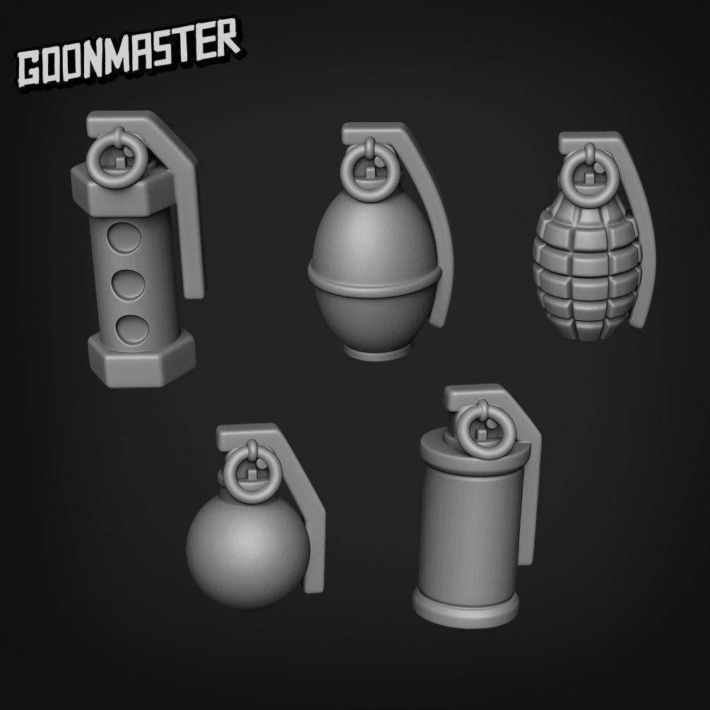 Grenades - Goonmaster Basing Bits | Miniature | Wargaming | Roleplaying Games | 32mm | Basing Supplies | War | Army