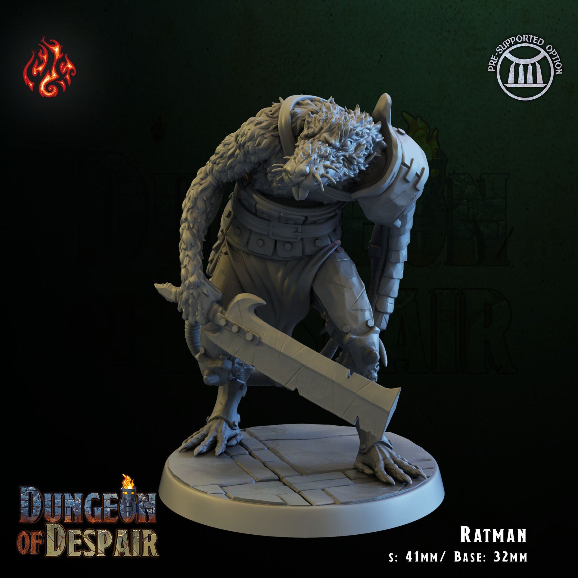 Friendly Ratman - Crippled God Foundry, Dungeon of Despair | 32mm | Evil Dwelver | Fighter | Explorer | Knight