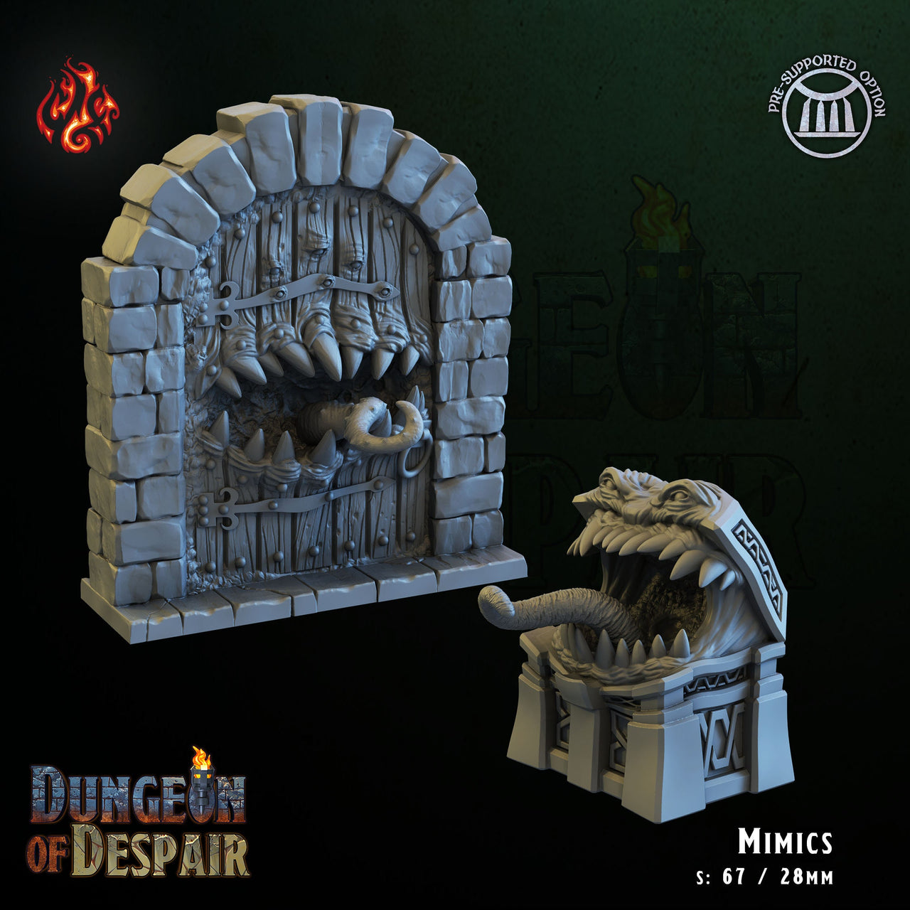 Mimic Chest and Door - Crippled God Foundry, Dungeon of Despair | 32mm | Evil Dwelver | Trap