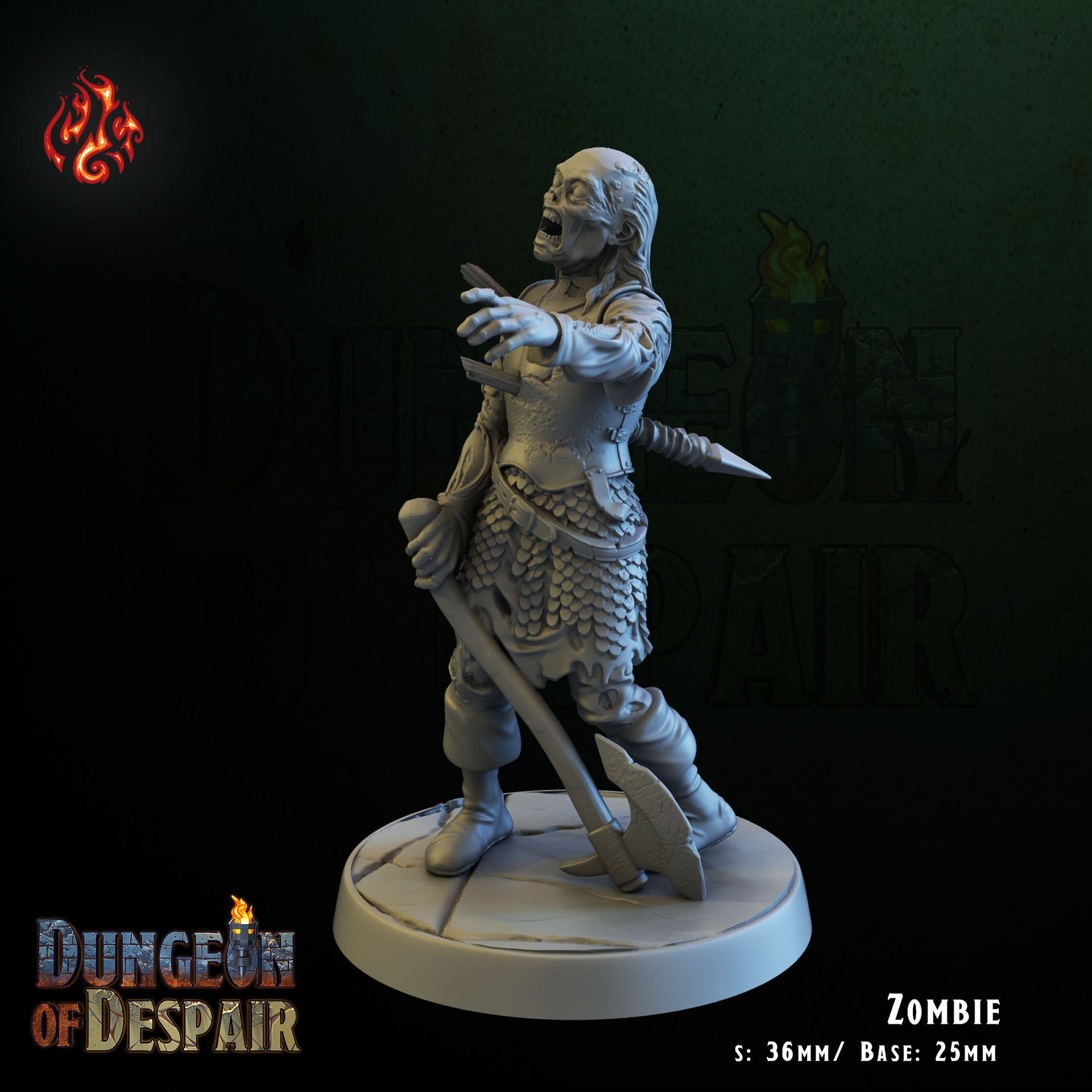 Zombie - Crippled God Foundry, Dungeon of Despair | 32mm | Evil Dwelver | Soldier | Guard