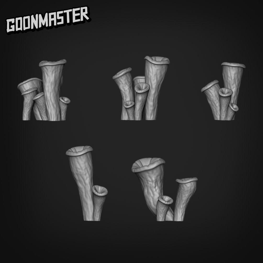 Black Trumpet Mushrooms - Goonmaster Basing Bits | Miniature | Wargaming | Roleplaying Games | 32mm | Basing Supplies | Fungus | Cave