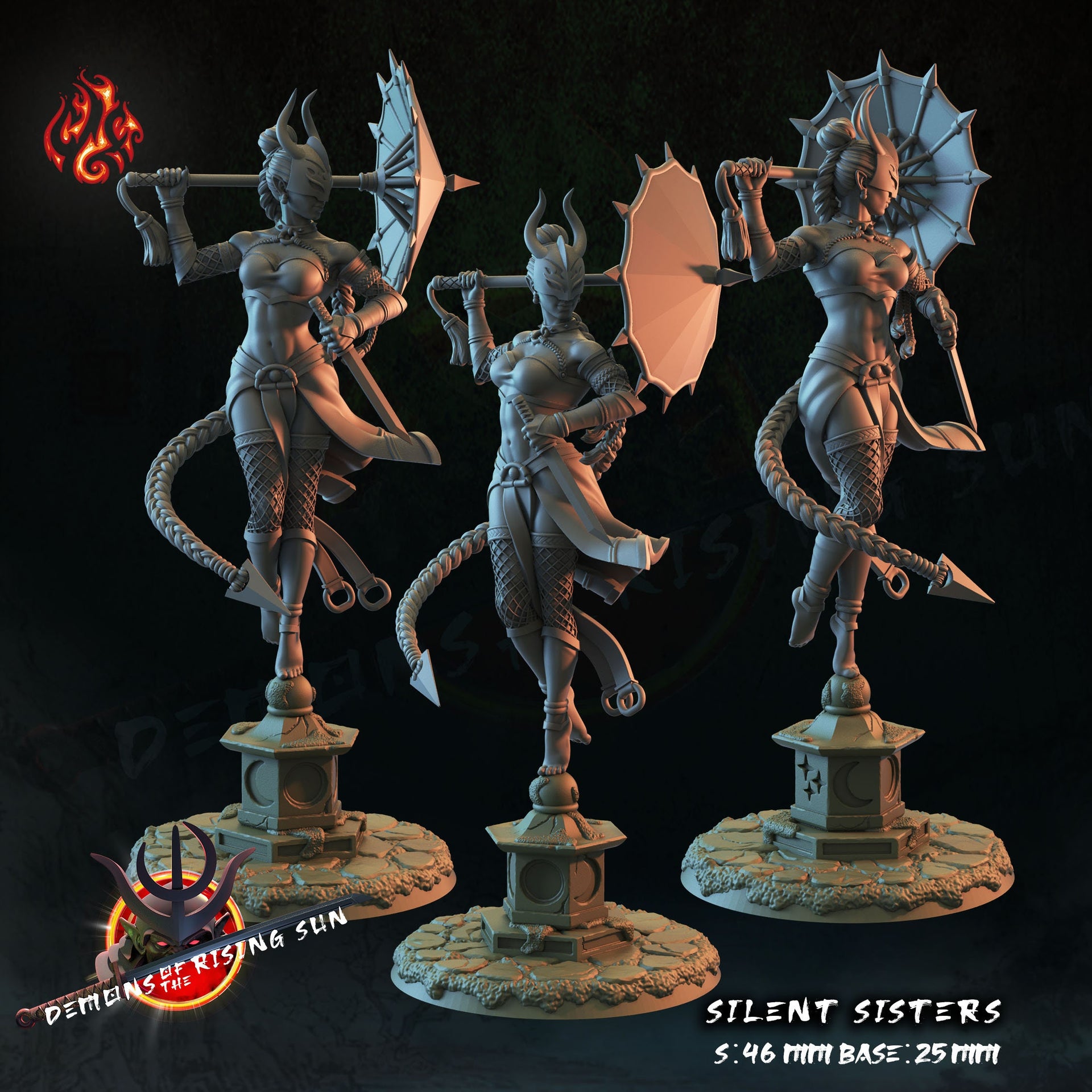 Silent Sisters, Demon Assassin - Crippled God Foundry - Demons of the Rising Sun | D&D | 32mm | Oni | Ninja