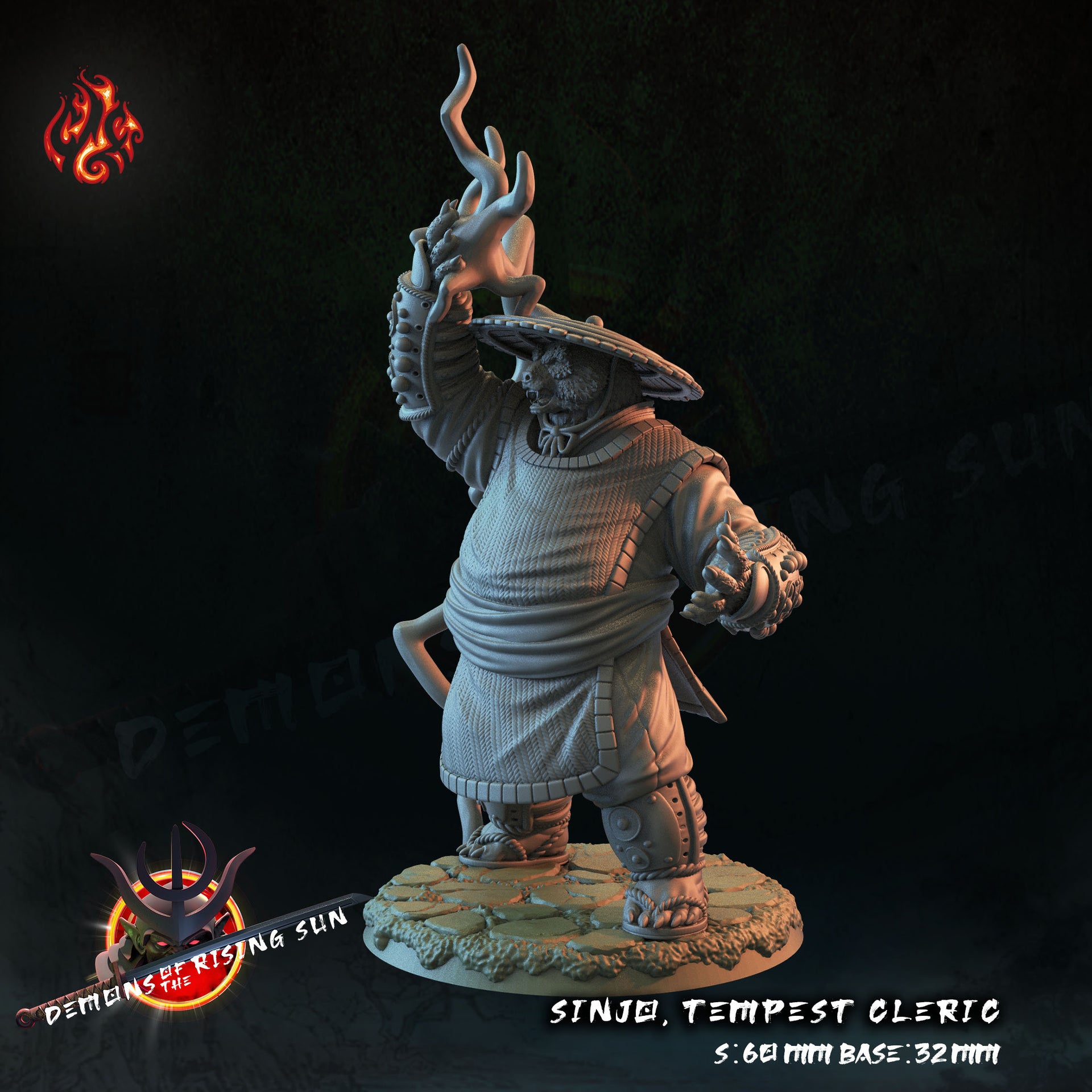 Sinjo, Tempest Cleric - Crippled God Foundry - Demons of the Rising Sun | D&D | 32mm | Panda | Monk