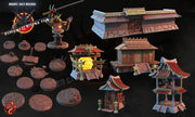 Demon Town Terrain - Crippled God Foundry | 32mm | Demons of the Rising Sun | Shrine | Temple | Sumo | Hut