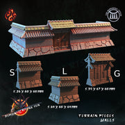 Demon Temple Walls - Crippled God Foundry | 32mm | Demons of the Rising Sun | Fortress | Town | City
