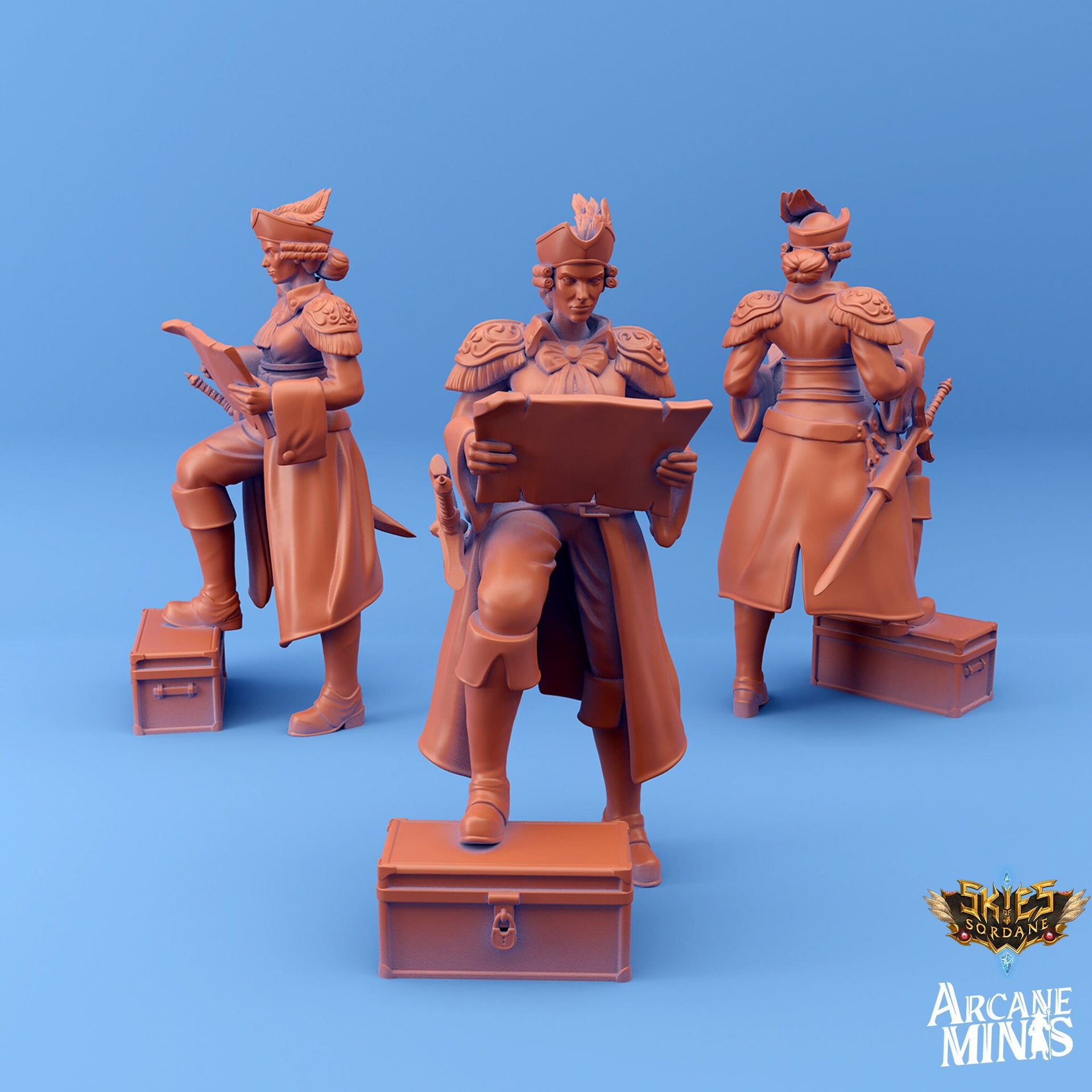 Human Pirate Captain- Arcane Minis | 32mm | Carren Pirates | Commander | Navigating | Map