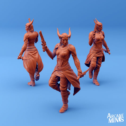 Tiefling Shadow Cap - Arcane Minis | 32mm | Cin'Dar Navy | Pirate | Rogue | Bandit | Gunner | Steampunk