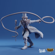 Human Bard Male, Ring Master - Arcane Minis | 32mm | Cirque du Sordane | Performer | Circus | Magician | Summoner | Whip | Top hat