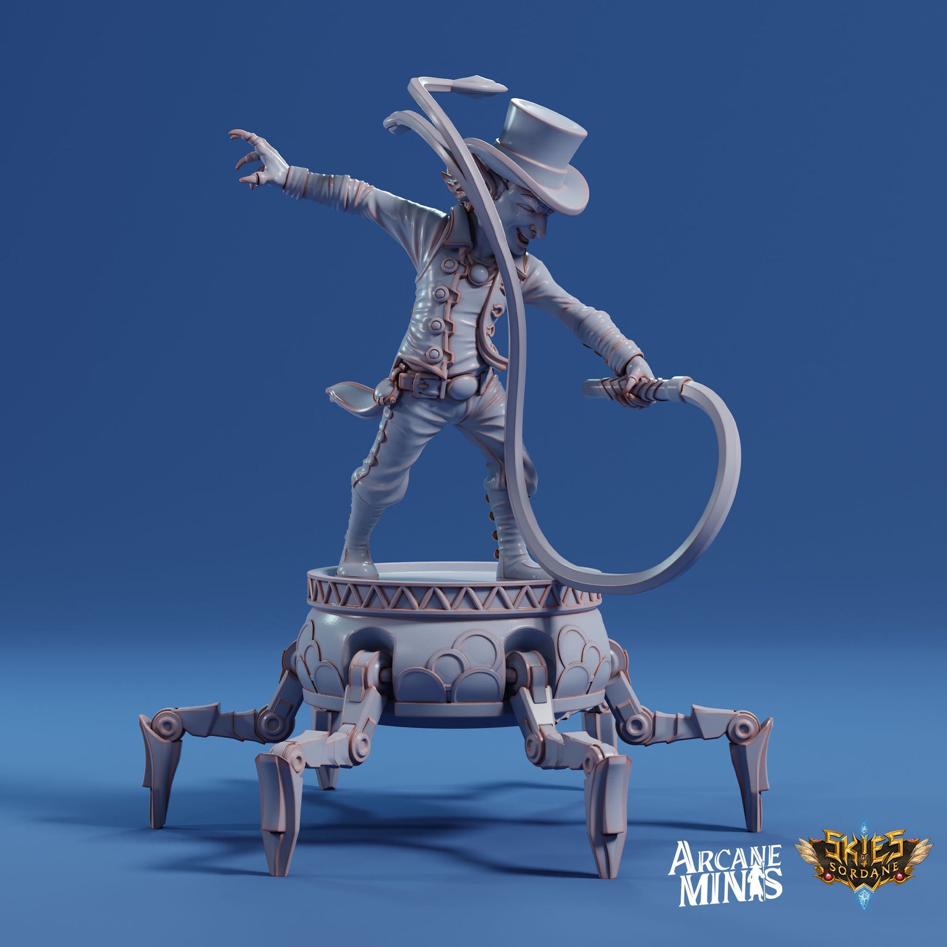 Tiltik Goblin Ringmaster - Arcane Minis | 32mm | Cirque du Sordane | Performer | Circus | Whip | Steampunk | Robot