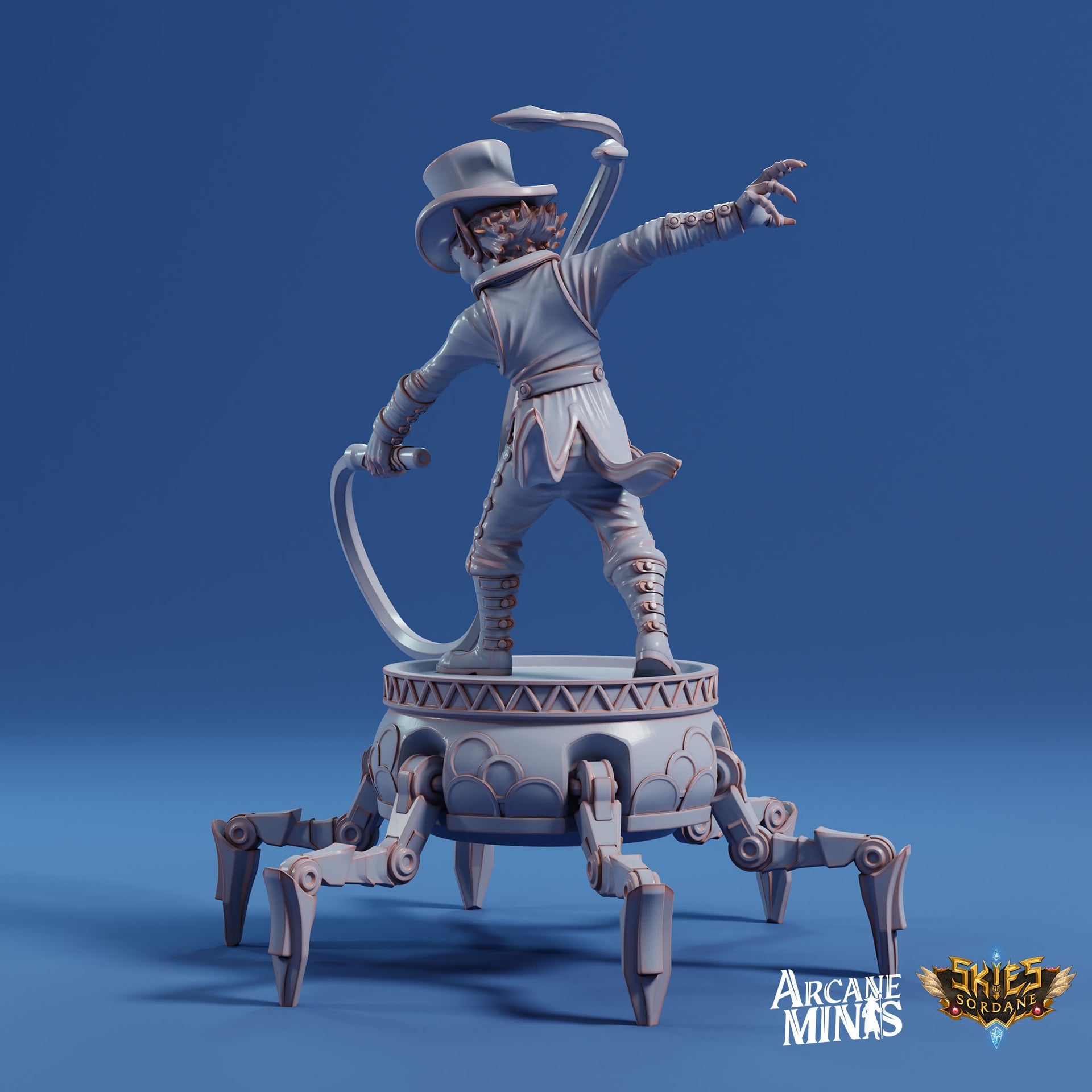 Tiltik Goblin Ringmaster - Arcane Minis | 32mm | Cirque du Sordane | Performer | Circus | Whip | Steampunk | Robot