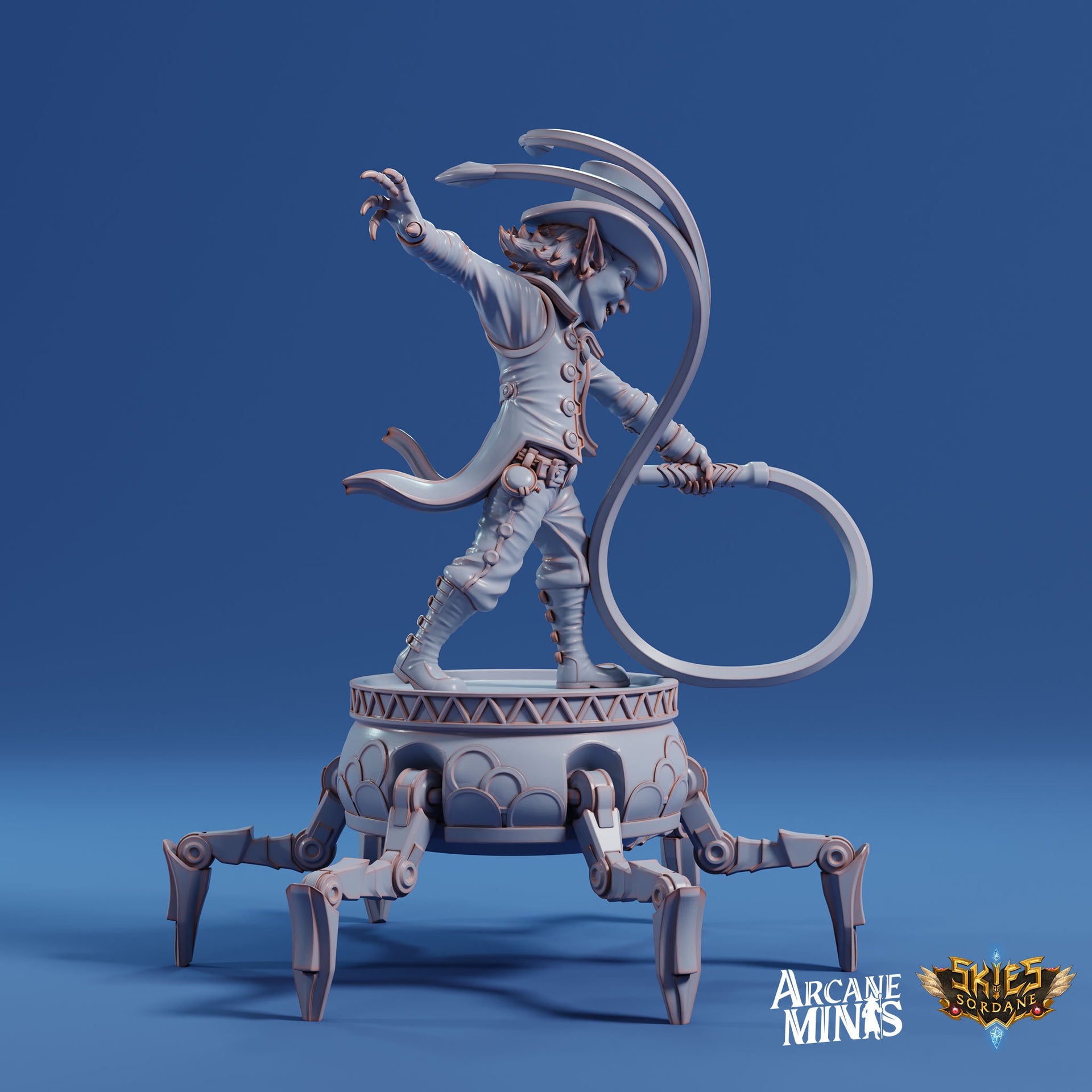 Tiltik Goblin Ringmaster - Arcane Minis | 32mm | Cirque du Sordane | Performer | Circus | Whip | Steampunk | Robot