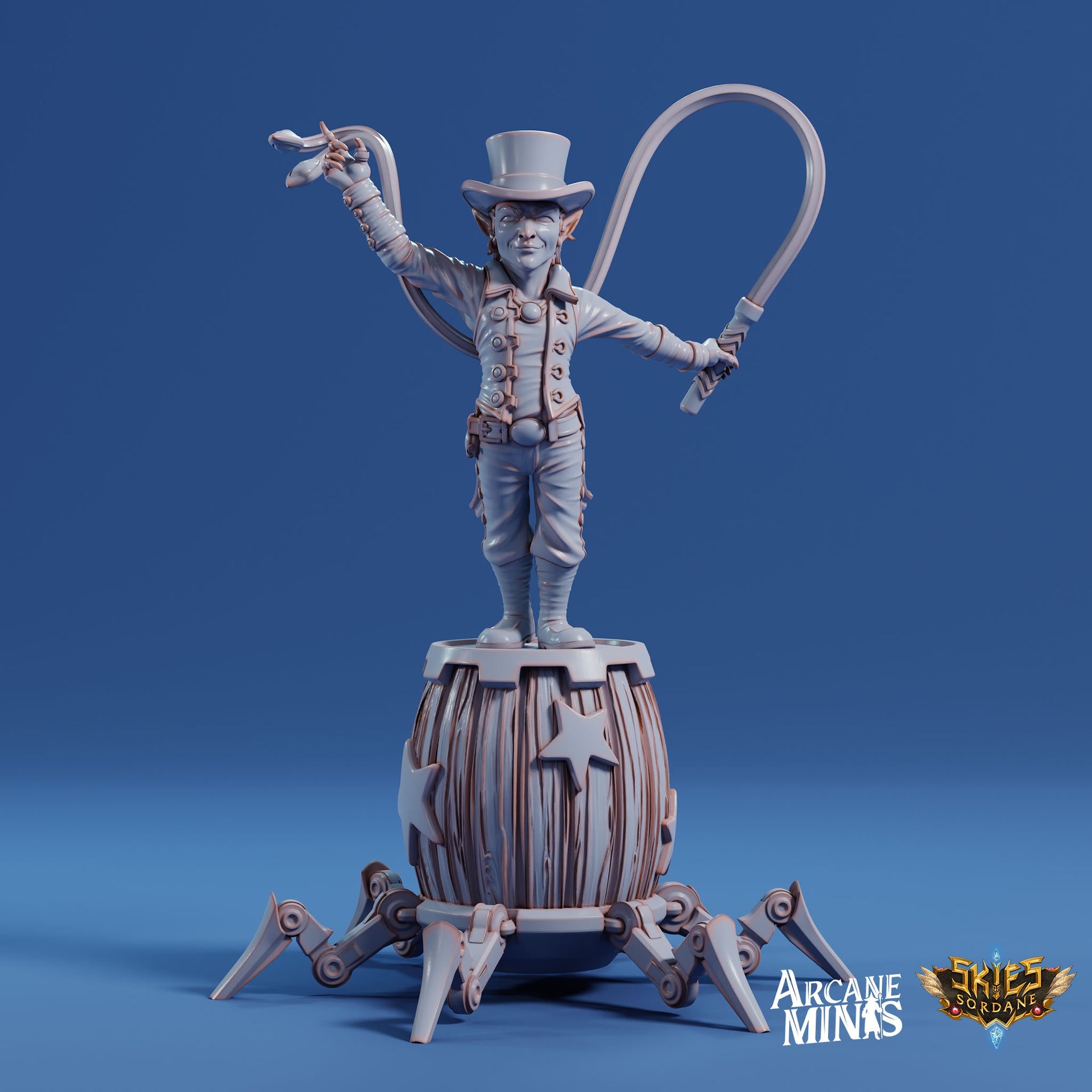 Tiltik Goblin Ringmaster - Arcane Minis | 32mm | Cirque du Sordane | Performer | Circus | Whip | Steampunk | Robot