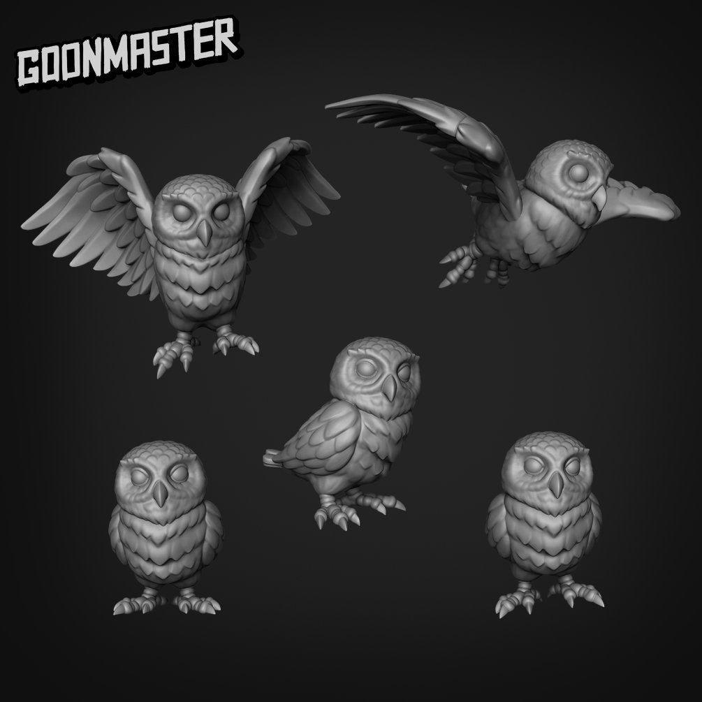 Owls - Goonmaster Basing Bits | Miniature | Wargaming | Roleplaying Games | 32mm | Basing Supplies