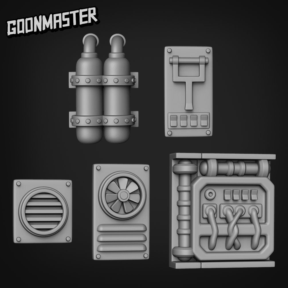 Panels - Goonmaster Basing Bits | Miniature | Wargaming | Roleplaying Games | 32mm | Basing Supplies | Power Station | Vents | Fans