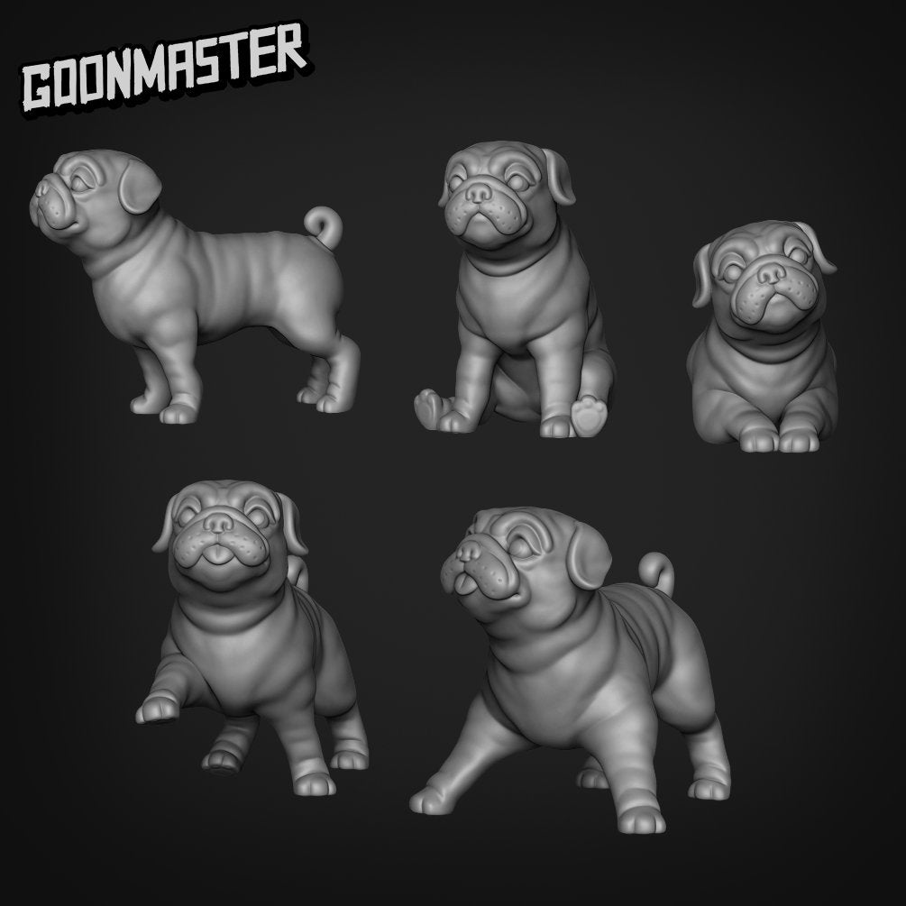 Pug - Goonmaster Basing Bits | Miniature | Wargaming | Roleplaying Games | 32mm | Basing Supplies | Puppy Dog