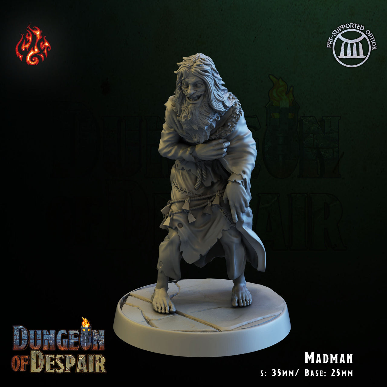 Madman - Crippled God Foundry, Dungeon of Despair | 32mm | Evil Dwelver | Beggar | Maniac