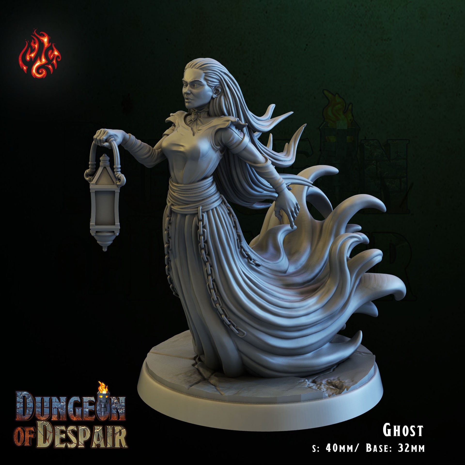 Ghost - Crippled God Foundry, Dungeon of Despair | 32mm | Evil Dwelver | Paladin | Knight | Spirit | Wisp | Phantom | Wraith