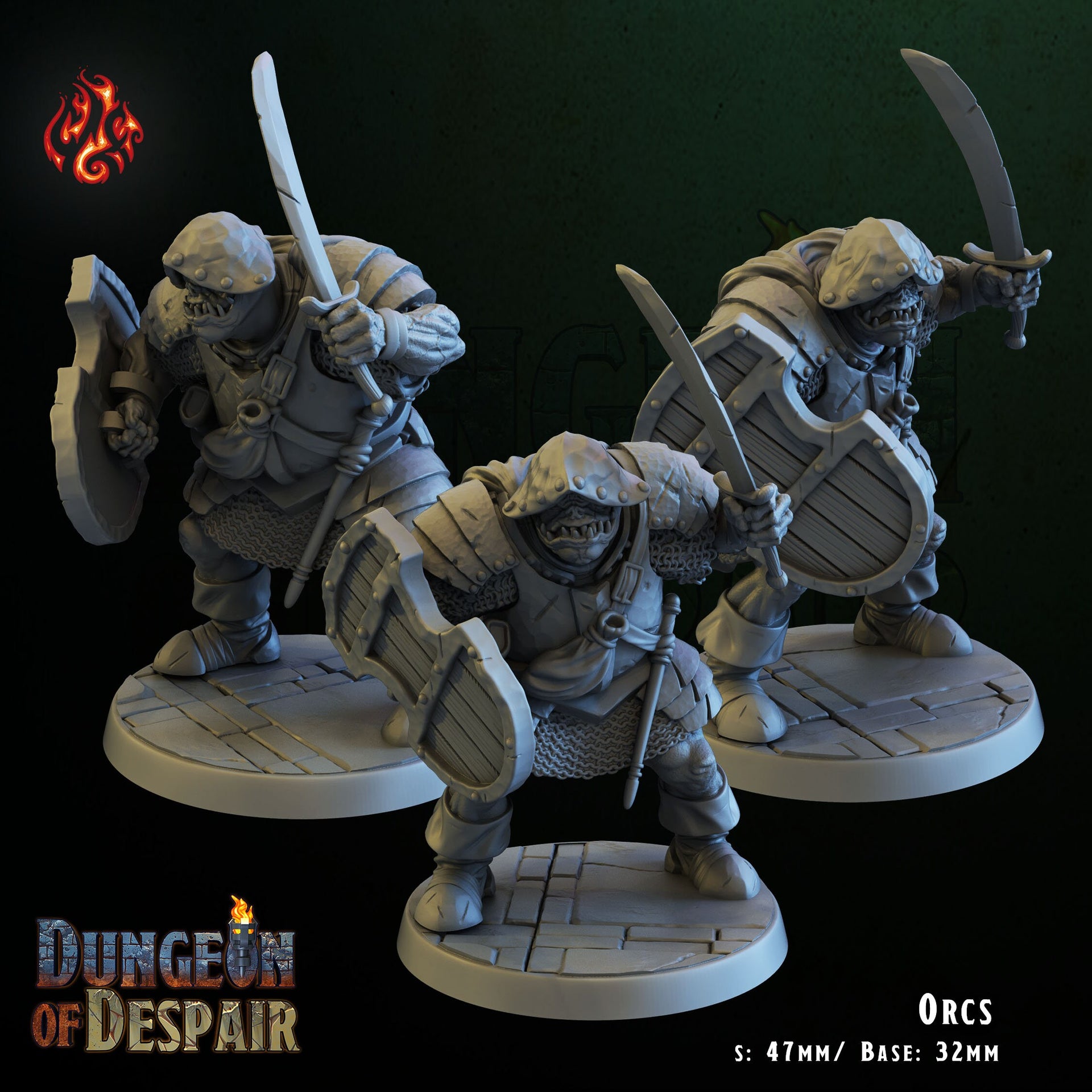 Orcs - Crippled God Foundry, Dungeon of Despair | 32mm | Evil Dwelver | Soldier | Guard | Fighter | Bandit