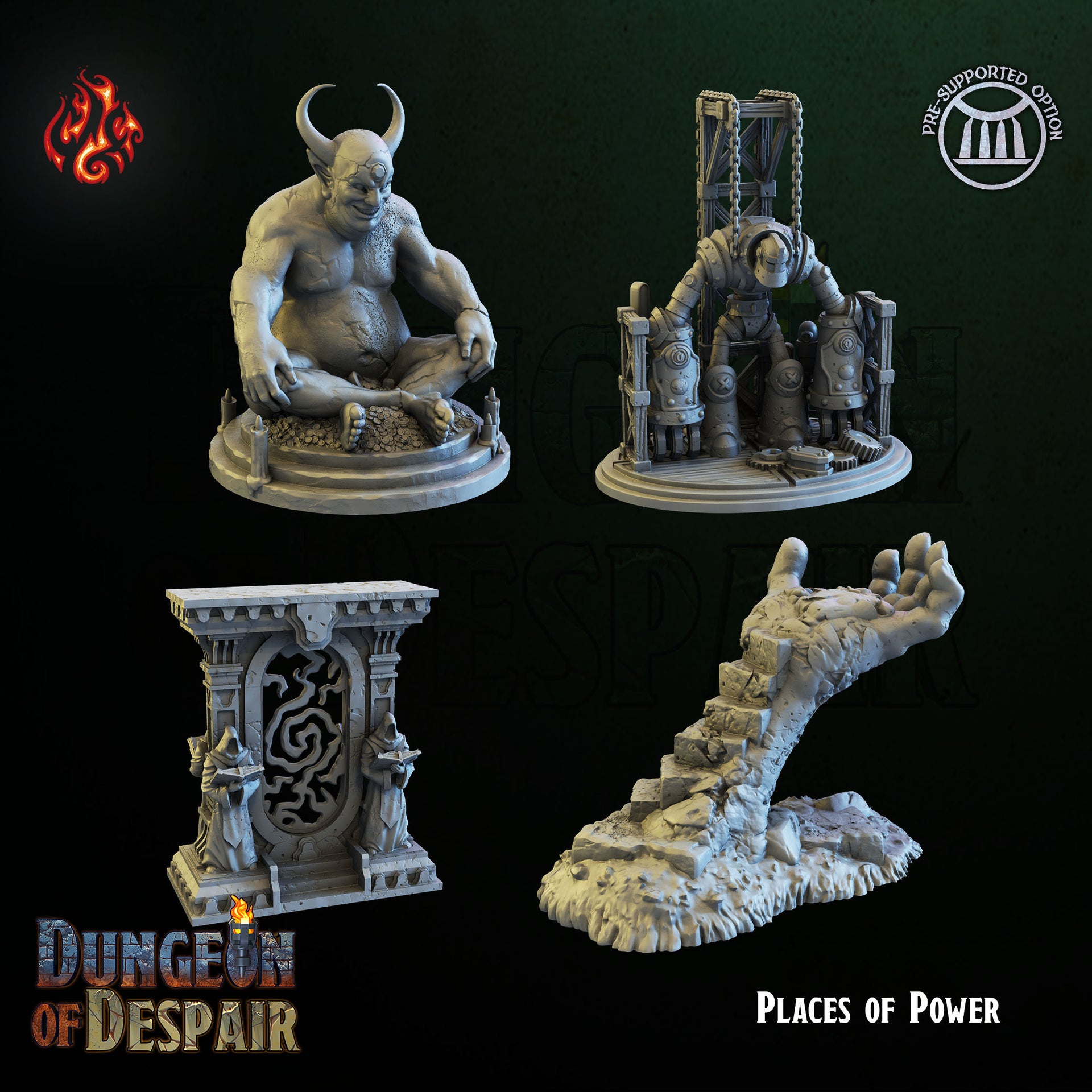 The Hand Terrain - Crippled God Foundry, Dungeon of Despair | 32mm | Places of Power | Platform | Stairs | Temple | Treasure