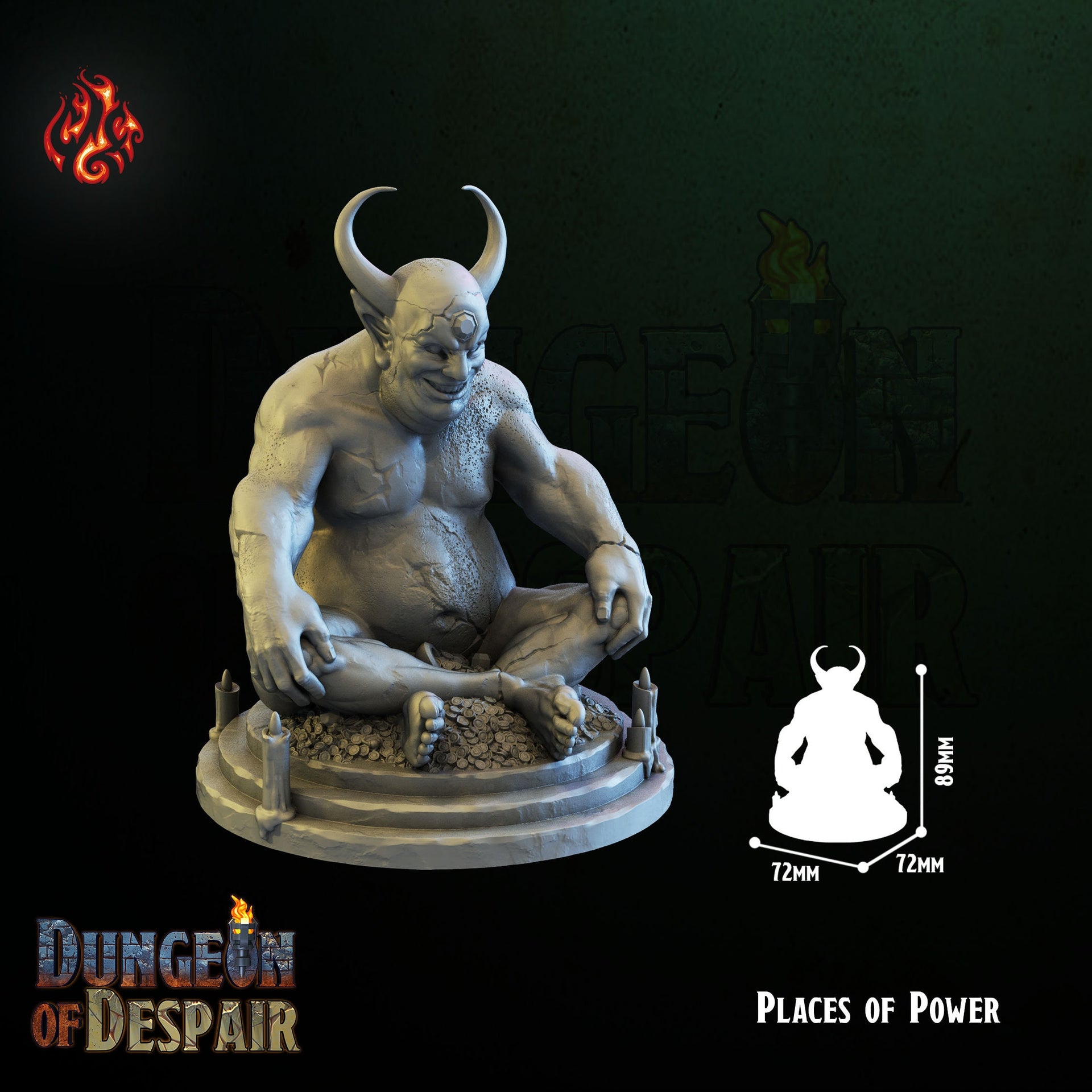 Idol Terrain - Crippled God Foundry, Dungeon of Despair | 32mm | Places of Power | Statue | Demon | Stone | Gem | Gold | Treasure