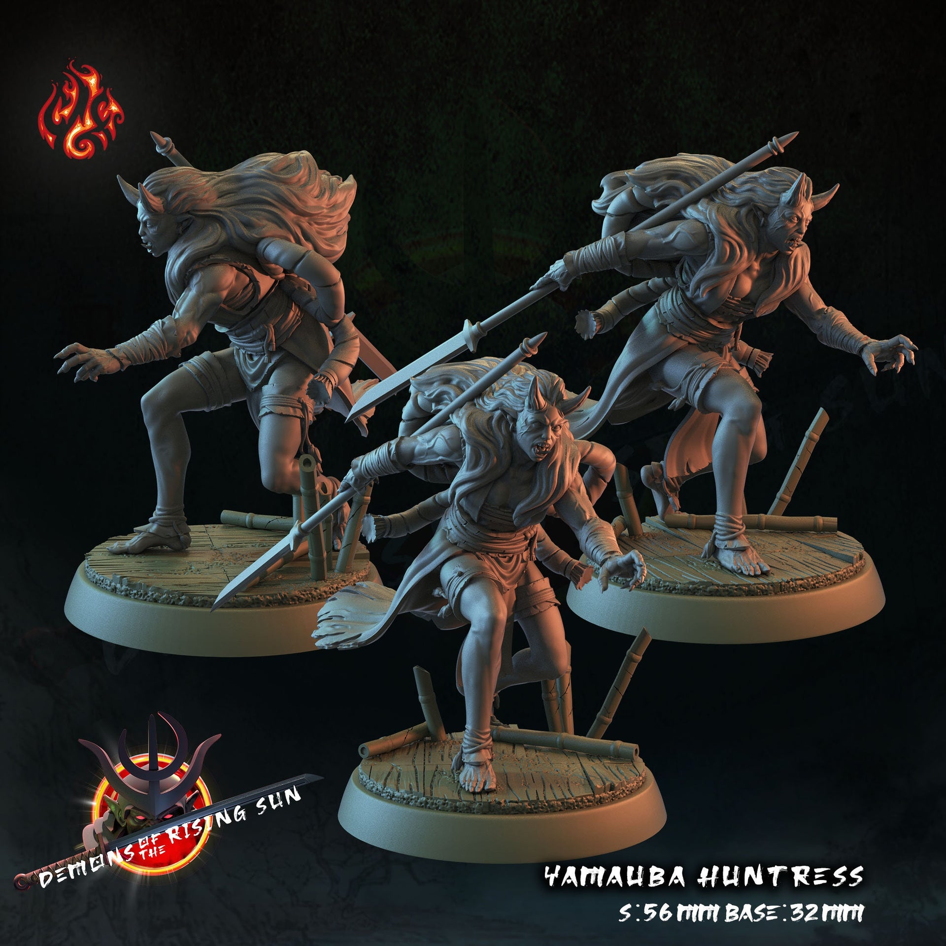 Yamauba Huntress, Demon Warrior - Crippled God Foundry - Demons of the Rising Sun | D&D | 32mm | Oni | Gihter