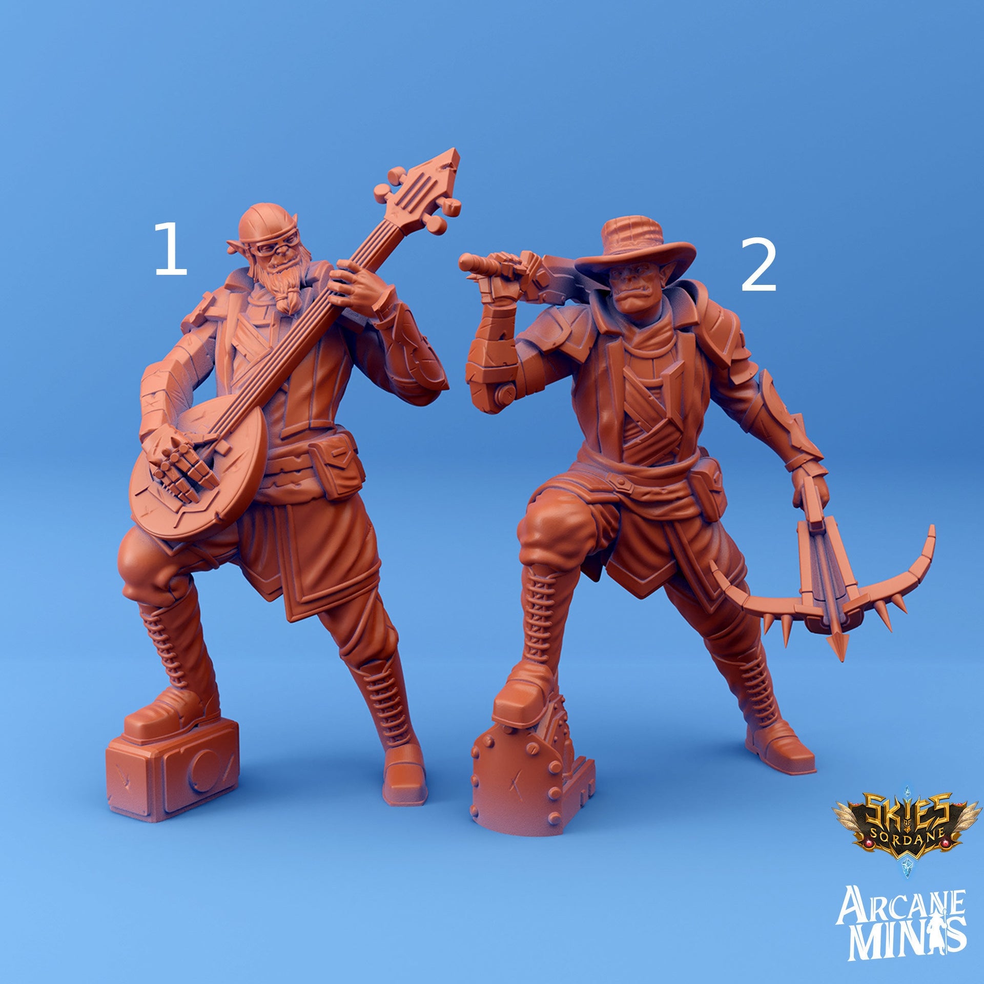 Orc Bard - Arcane Minis | 32mm | Scrapper Pirate | Soldier | Bandit | Rogue | Lute | Crossbow