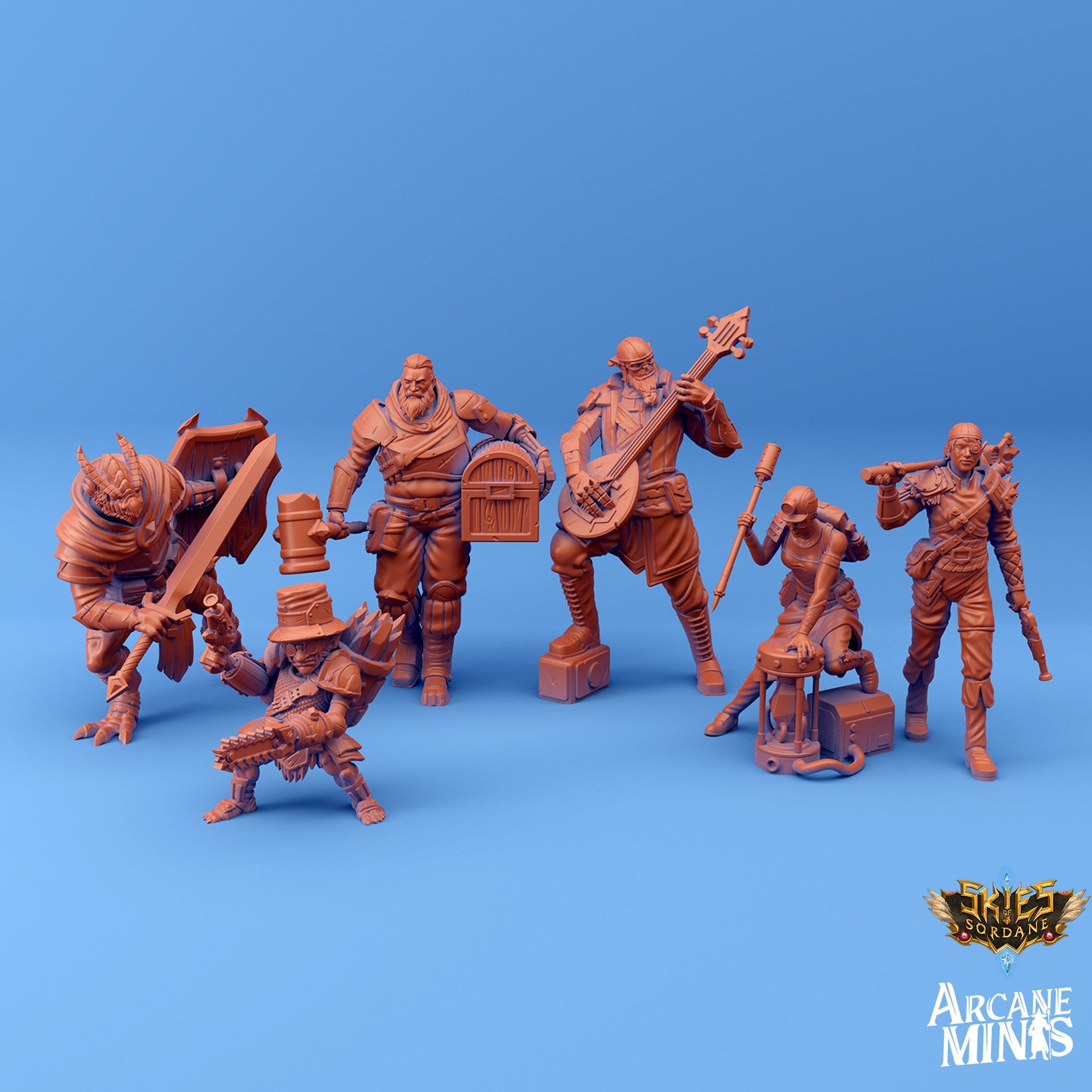 Orc Bard - Arcane Minis | 32mm | Scrapper Pirate | Soldier | Bandit | Rogue | Lute | Crossbow
