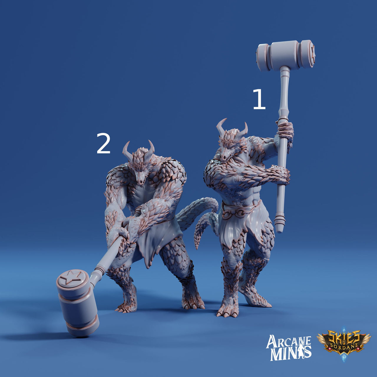 Dragonborn Strongman - Arcane Minis | 32mm | Cirque du Sordane | Lizardman | Dragon | Hammer | Barbarian