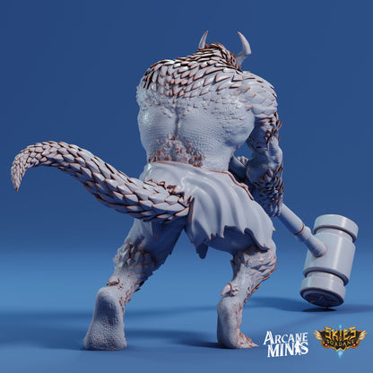 Dragonborn Strongman - Arcane Minis | 32mm | Cirque du Sordane | Lizardman | Dragon | Hammer | Barbarian