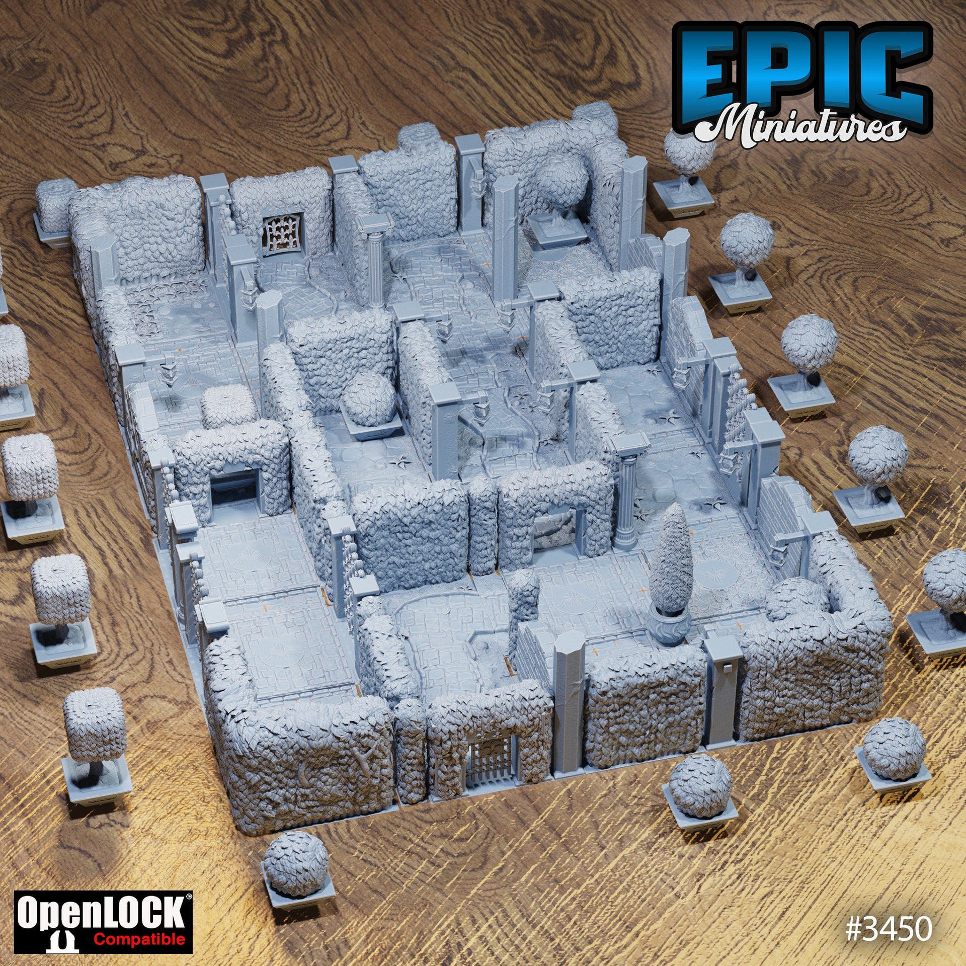 Chivalry Garden Openlock Dungeon Tiles - Epic Miniatures | Ninth Age | 32mm | FDM | Modular | Custom | Hedge Maze