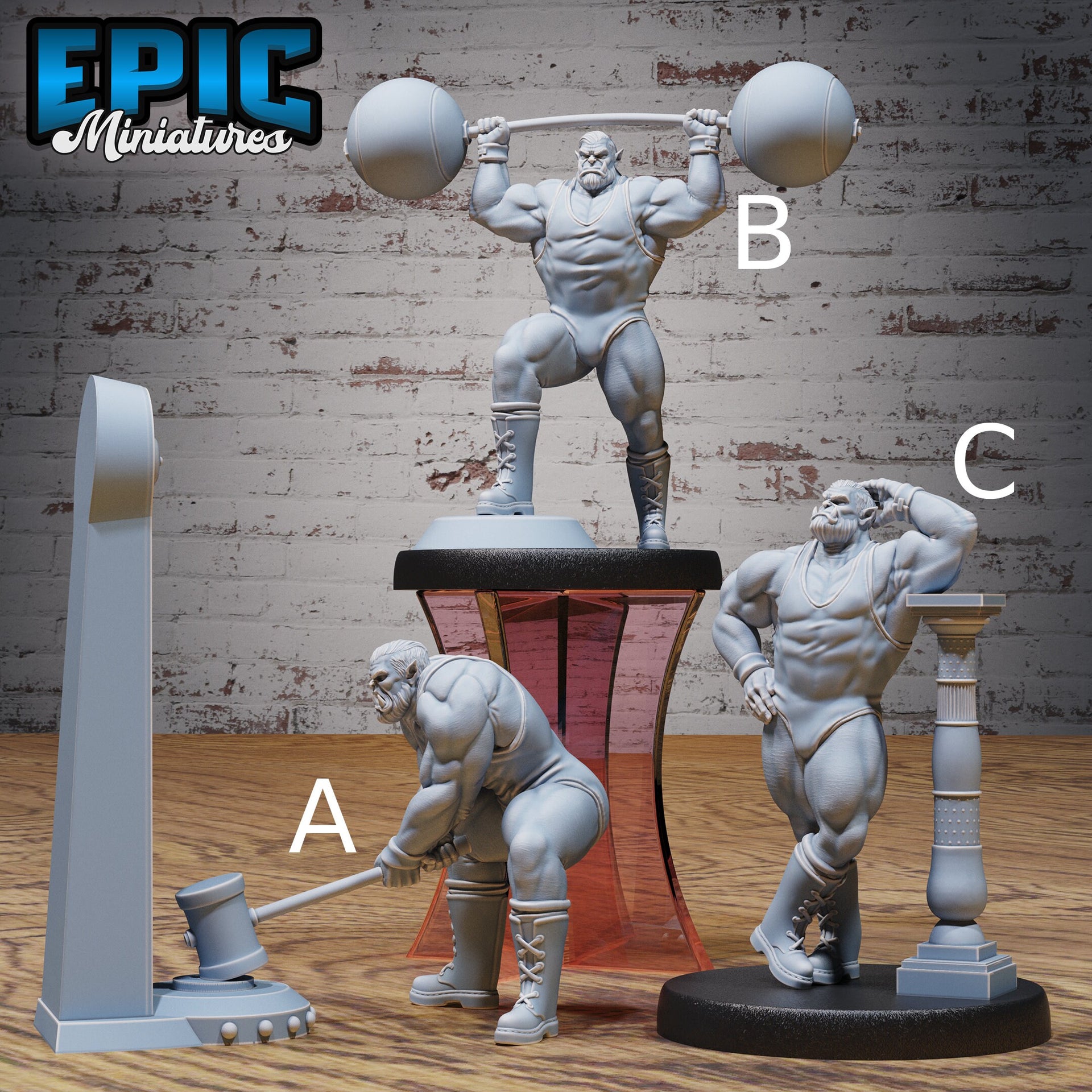 Orc Strongman - Epic Miniatures | Ninth Age | 32mm | Nightsky Carnival | Circus | Big Top | Body Builder | Wrestling Singlet