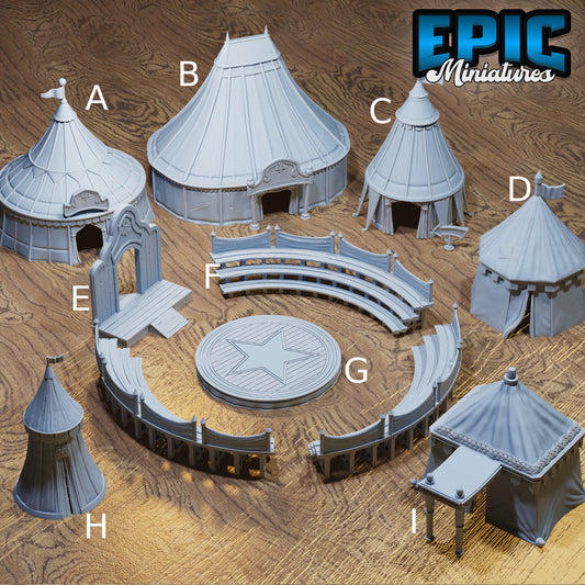 Carnival Tents - Epic Miniatures | Ninth Age | 32mm | Nightsky Carnival | Circus | Big Top | Stands | Ring