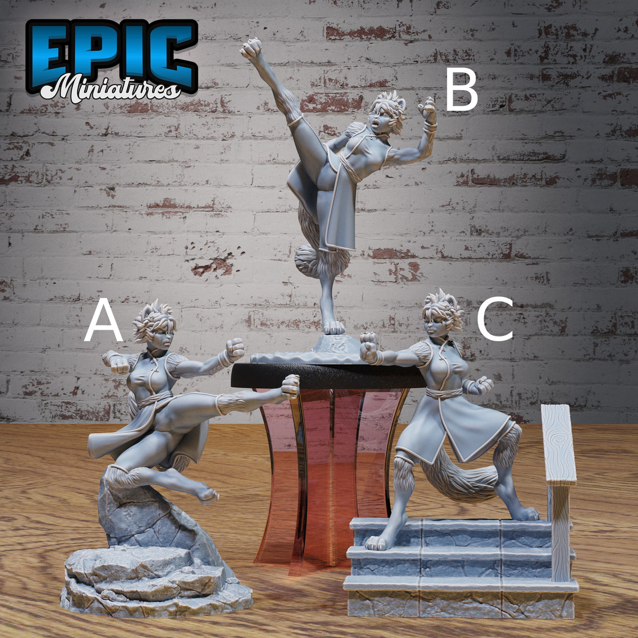 Cat Girl Monk - Epic Miniatures | Ninth Age | 32mm |Iron Fist Tournament | Martial Artist | Fighter | Brawler