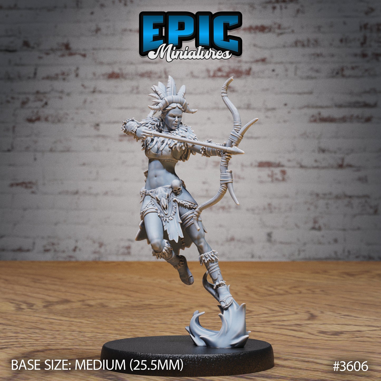 Barbarian Tribe Female - Epic Miniatures | 32mm | Ice Age Madness | Fighter | Warrior | Archer | Sabertooth Tiger Mount