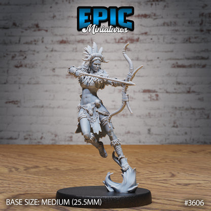 Barbarian Tribe Female - Epic Miniatures | 32mm | Ice Age Madness | Fighter | Warrior | Archer | Sabertooth Tiger Mount