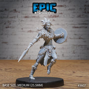 Barbarian Tribe Female - Epic Miniatures | 32mm | Ice Age Madness | Fighter | Warrior | Archer | Sabertooth Tiger Mount