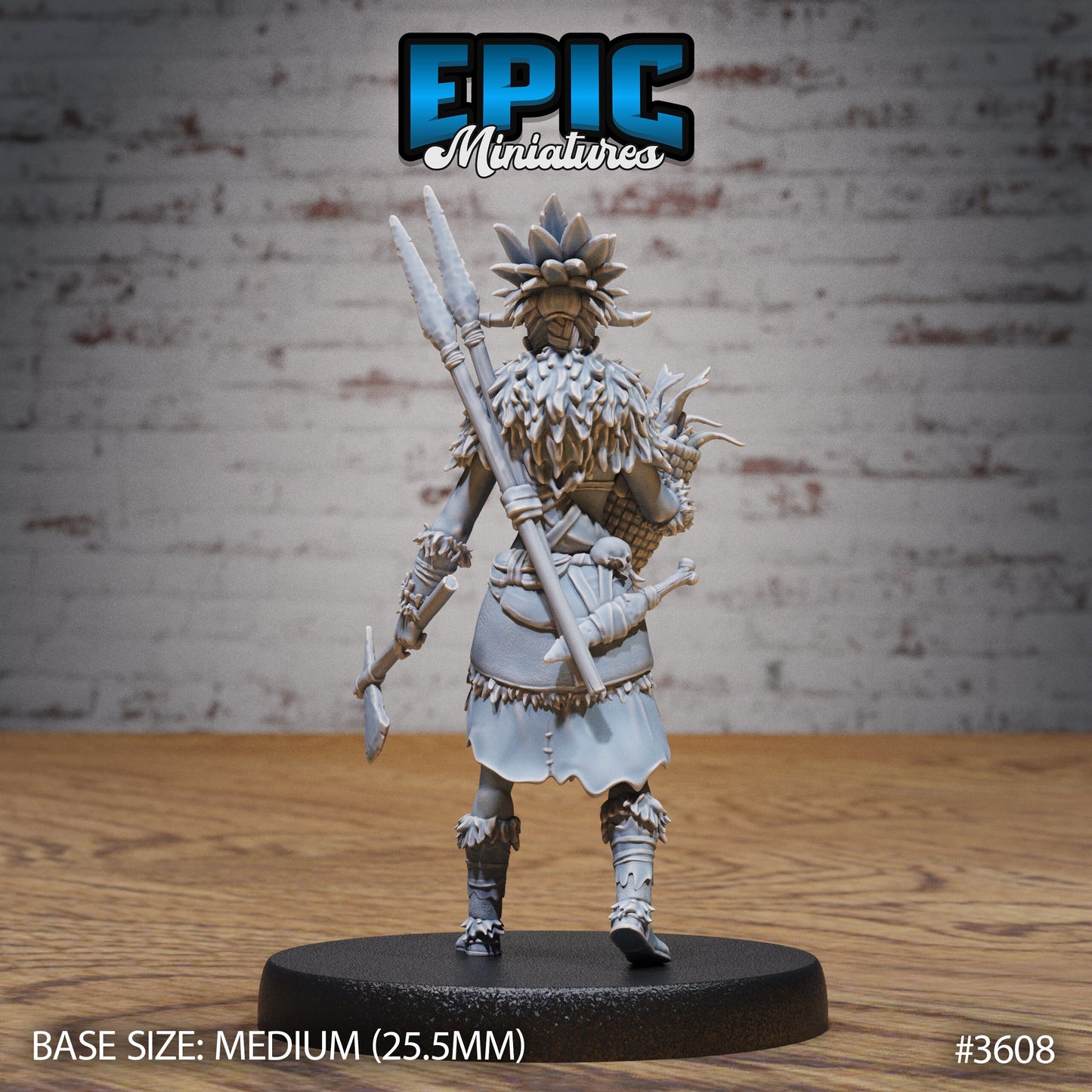 Barbarian Tribe Female - Epic Miniatures | 32mm | Ice Age Madness | Fighter | Warrior | Archer | Sabertooth Tiger Mount
